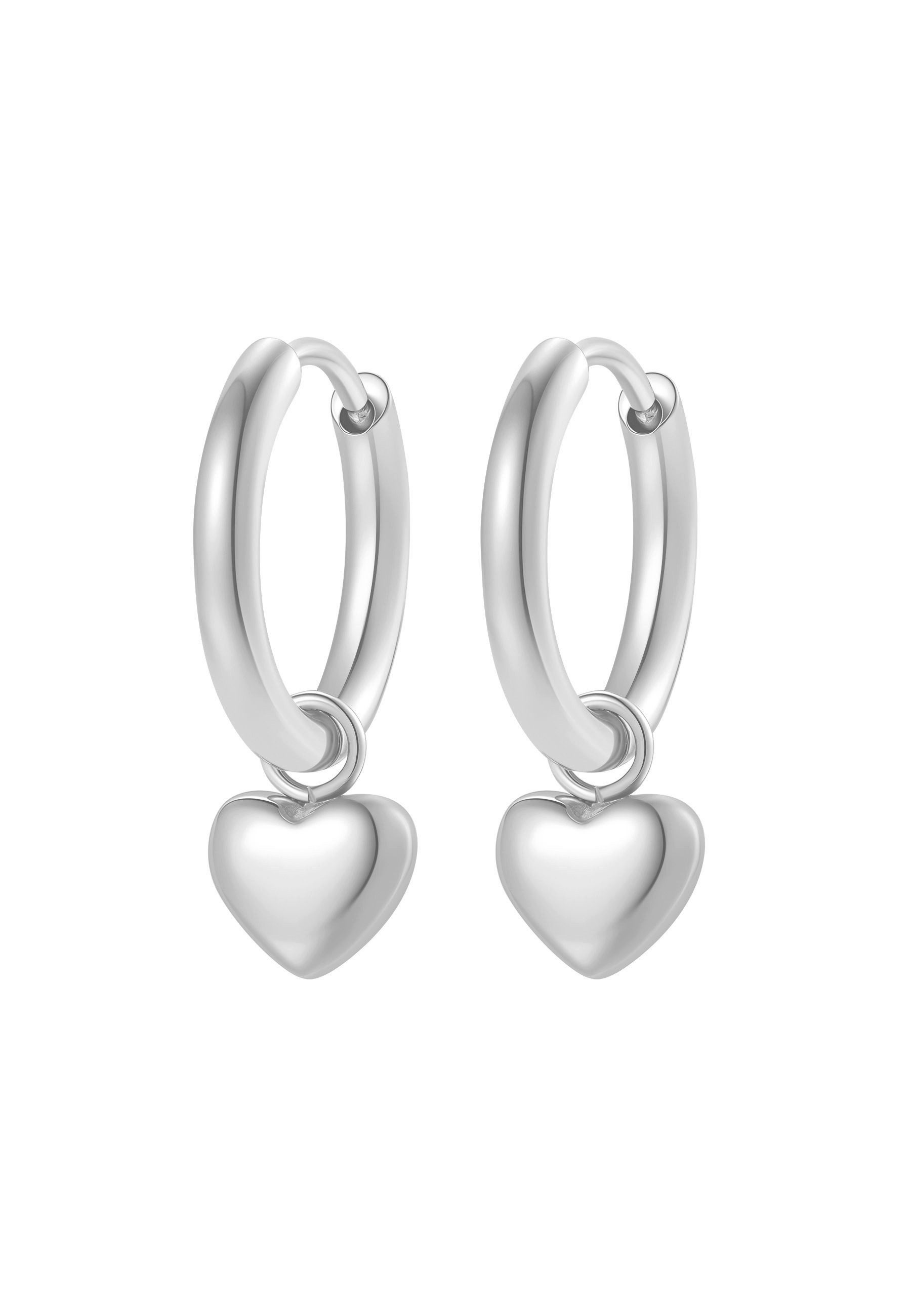 Hey Happiness Paar Creolen Chunky Herz Charm für Damen, wasserfest, Kleine Herz Anhänger Creolen, moderne Statement Ohrringe