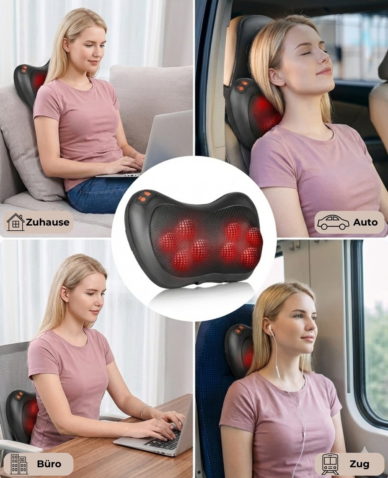 smartEC Shiatsu-Massagekissen Witali Shiatsu Massagekissen mit Wärmefunktion, 8 Massageköpfe, 1-tlg., 3 Intensitätsstufen, Wärmefunktion, inkl. Autoadapter