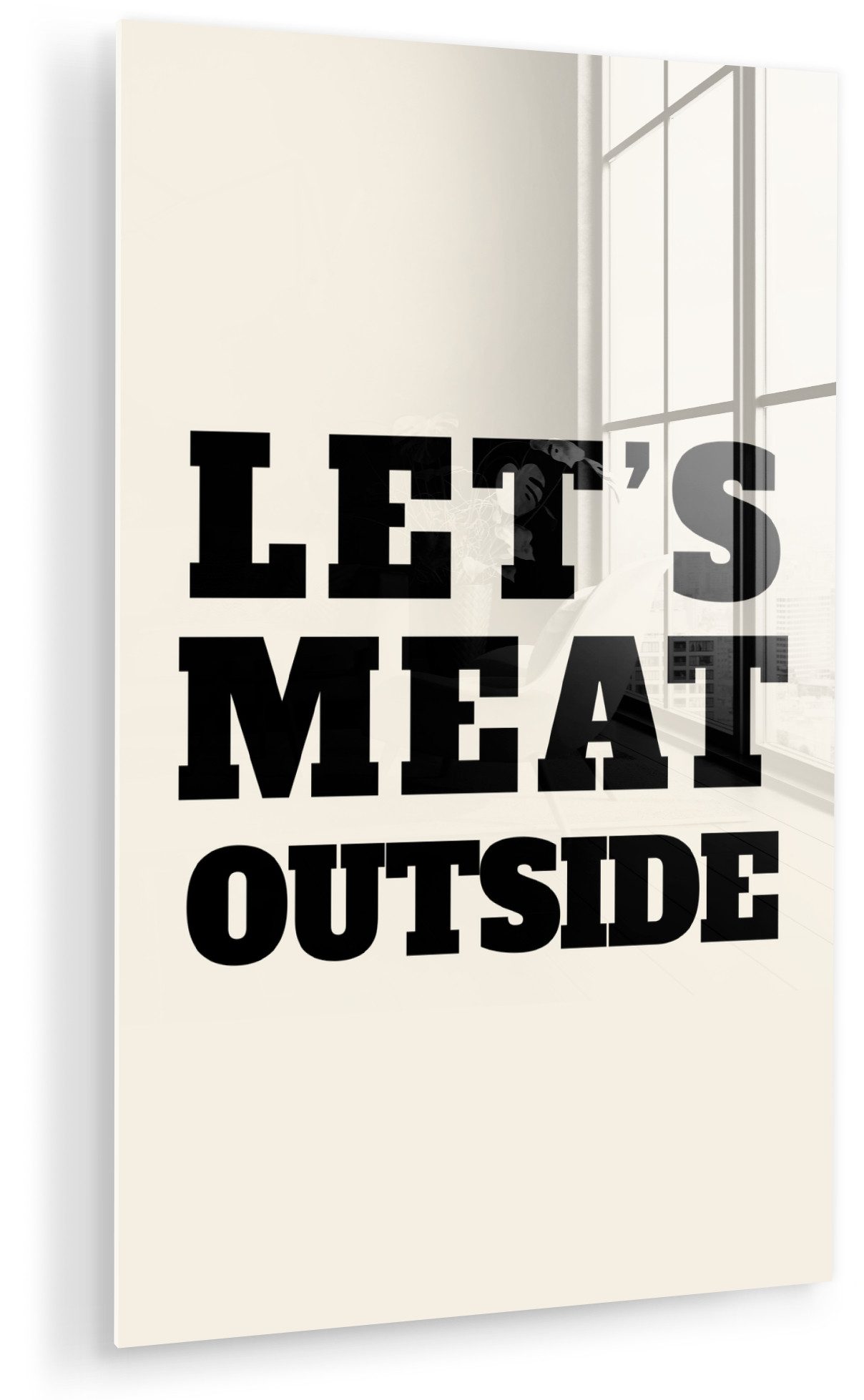 MuchoWow Acrylglasbild Text - Blockschrift - Schwarz - Fleisch, Inkl. Aufhängung, Dekorative Bild für Küche & Wohnzimmer auf Glas, 20x30 cm
