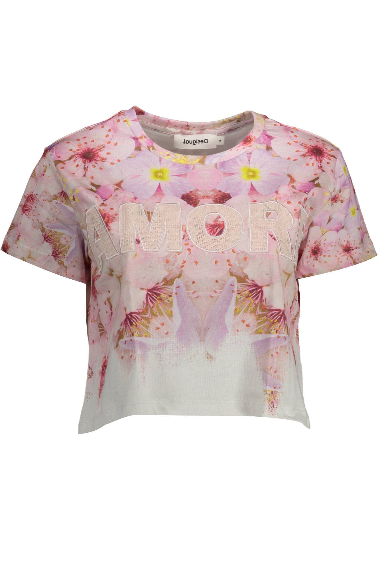 Desigual T-Shirt Damen Kurzarm-T-Shirt Rosa mit Stickerei und