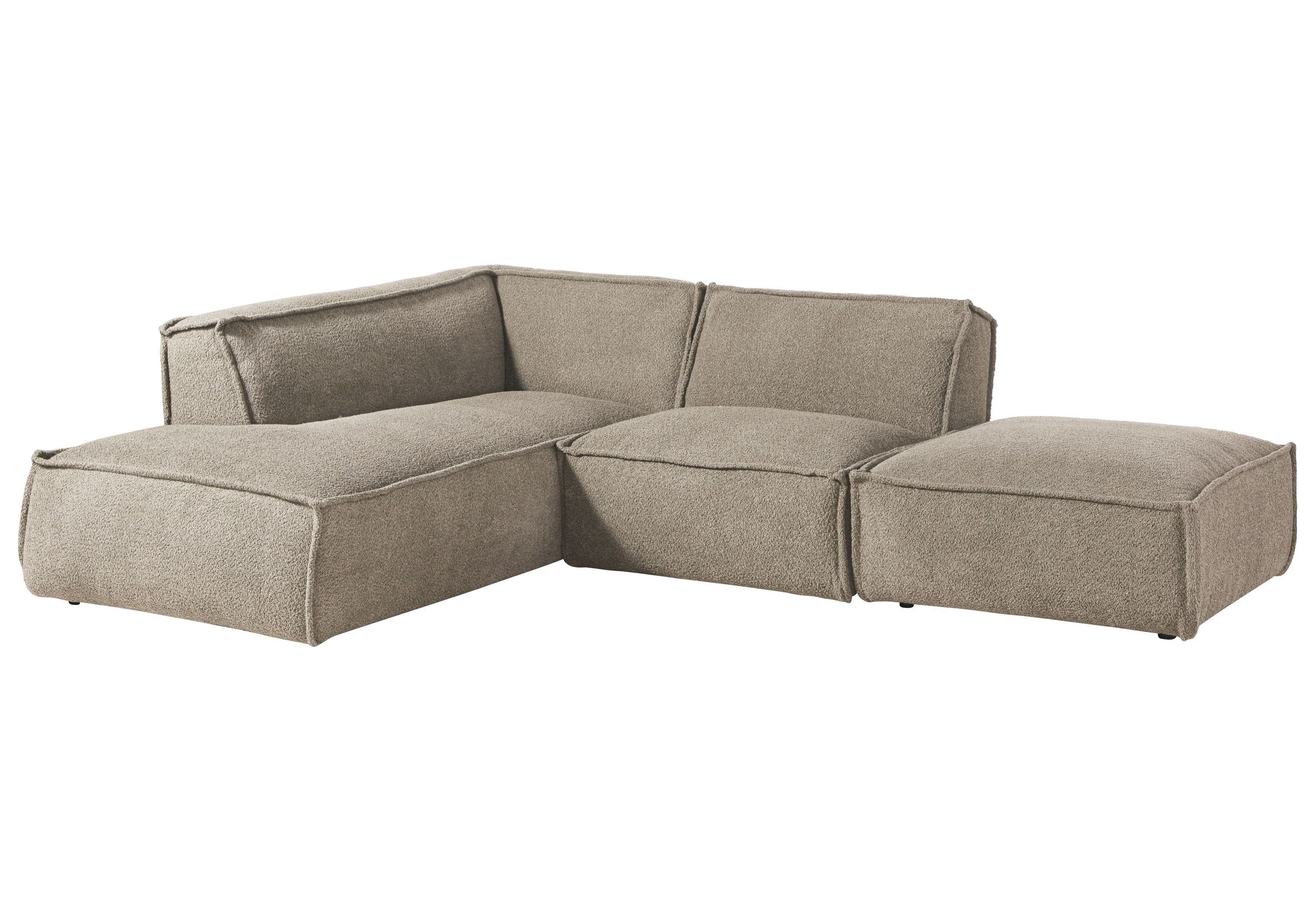 Massivmoebel24 Ecksofa, inkl. Hocker 195x220x79 Polyester taupe RAVENNA