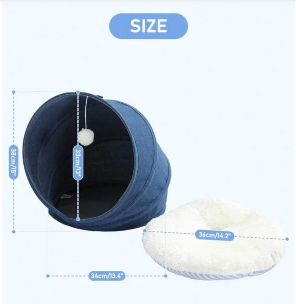 Oneisall Tierbett Höhle und Bett 2-IN-1 für Hund und Katze, Plüsch