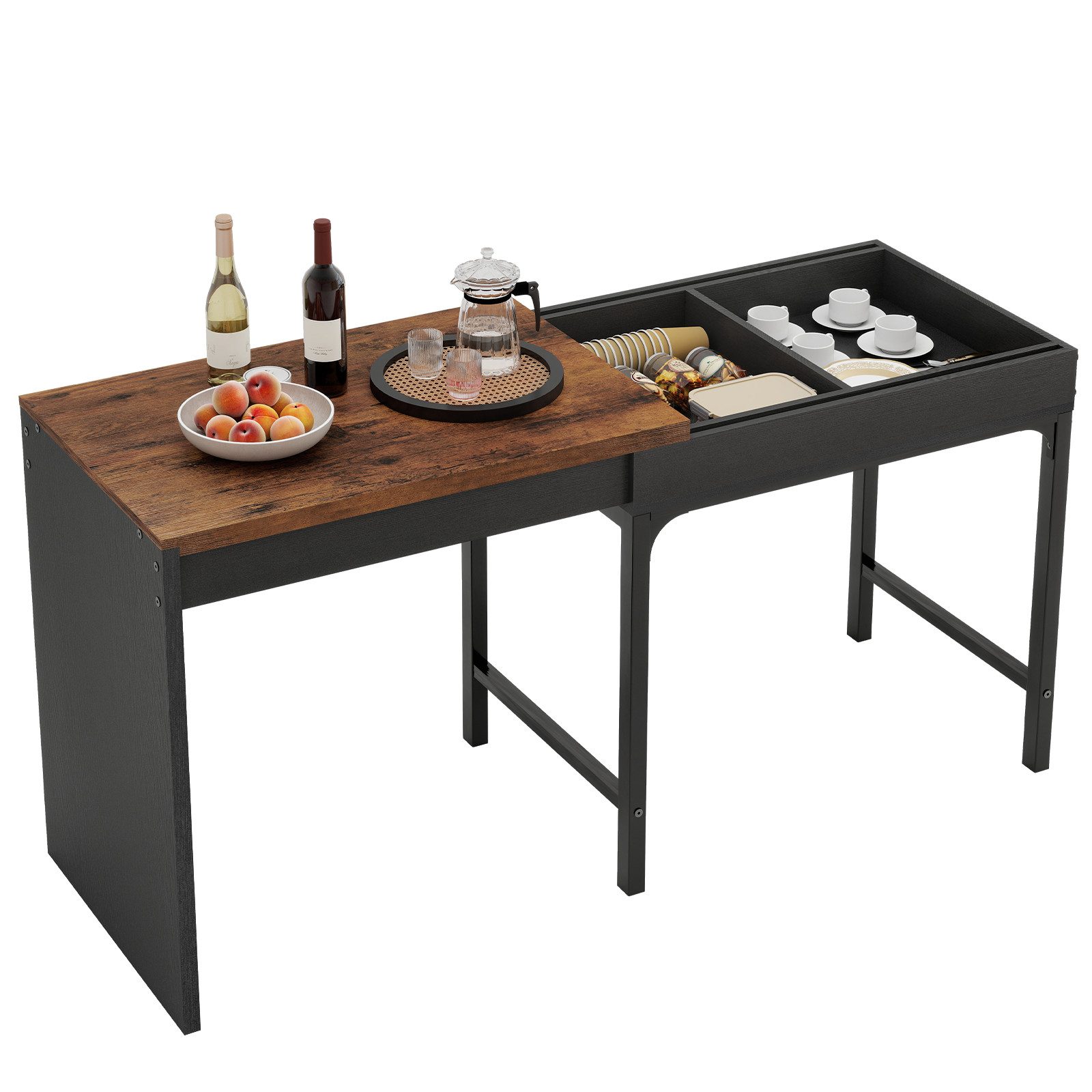 Puluomis Esstisch ausziehbar, Erweiterbarer Tisch 55x80-160cm, Klapptisch weiß natur
