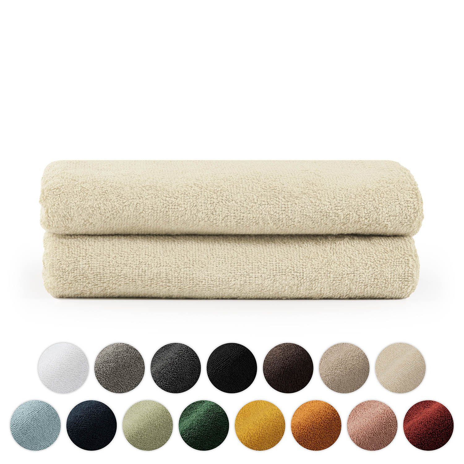 Blumtal Handtücher Premium 2er Set mit Sand (2-St), weich Frottee Set Aufhängschlaufen, Handtücher Handtücher Frottier und 100% Baumwolle saugstark, 50x100cm 