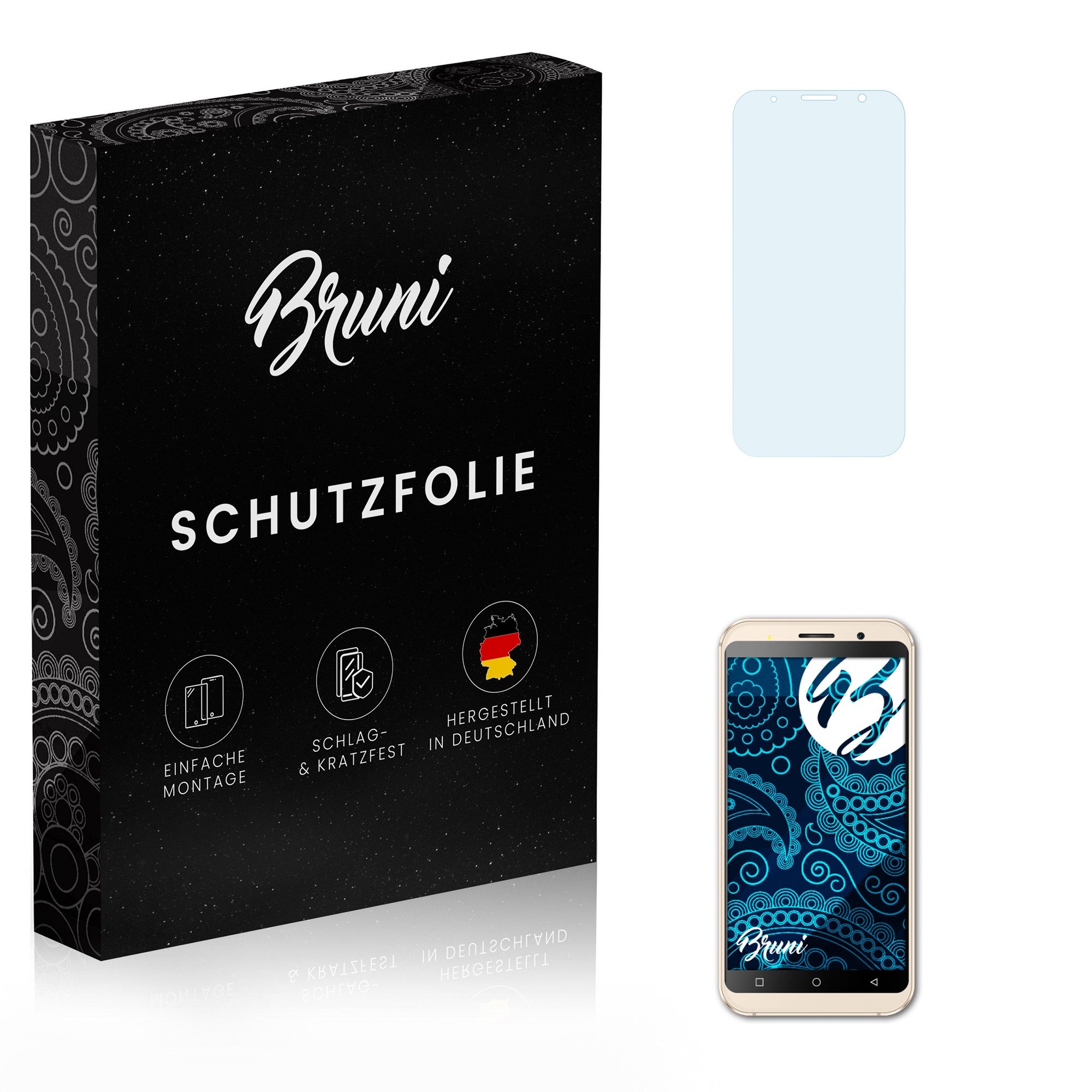 Bruni Schutzfolie Glasklare Displayschutzfolie für Gooweel S8, (2 Folien), praktisch unsichtbar