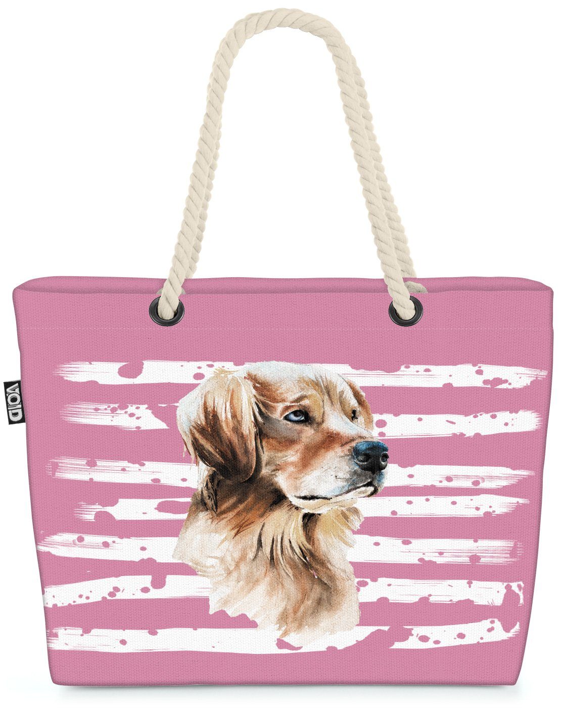 VOID Strandtasche (1-tlg), Golden Retriever Hund Haustier Tier rosa