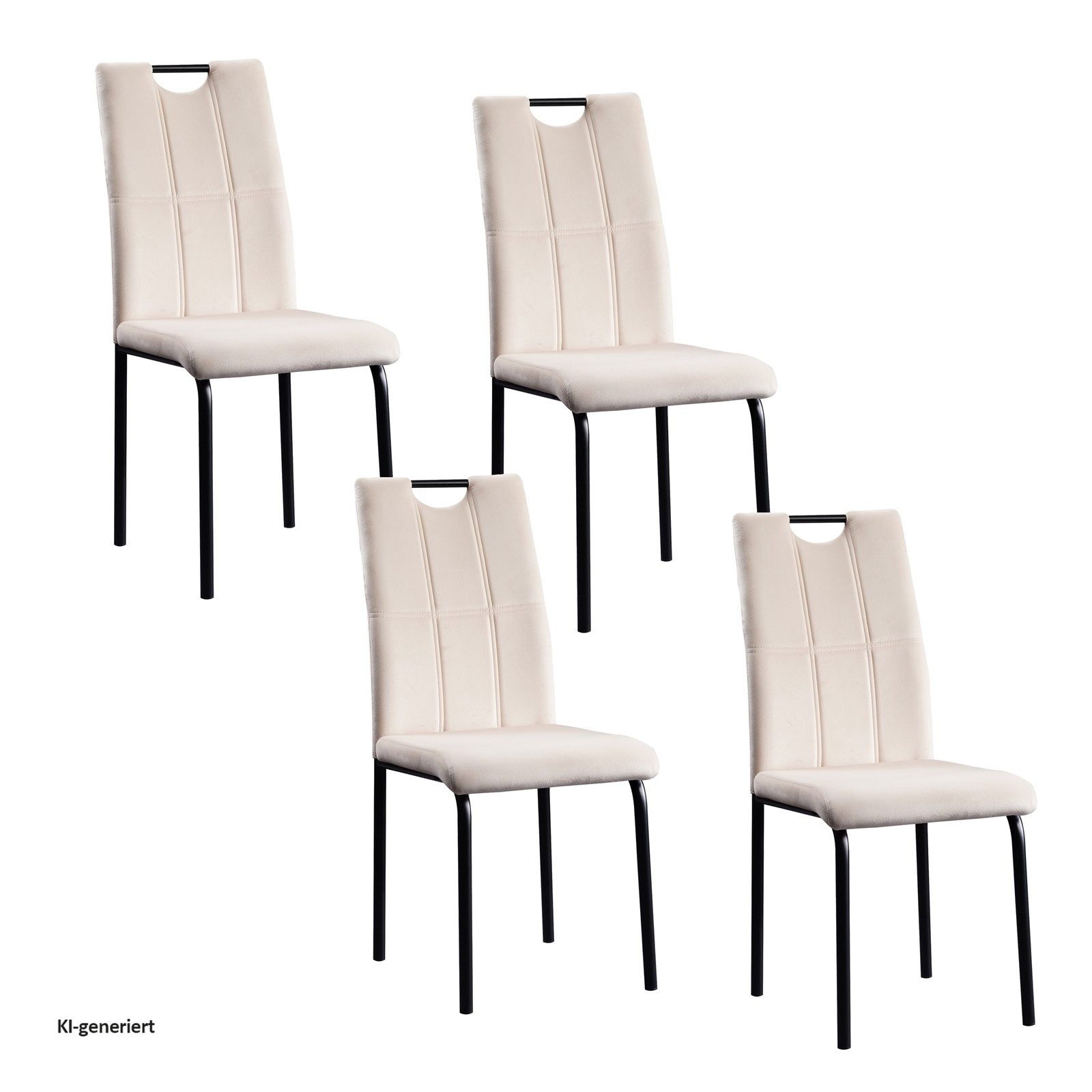 HTI-Living Polsterstuhl Esszimmerstuhl Denton Samt Creme 4er-Set (Set, 4 St), Polsterstuhl Velvet