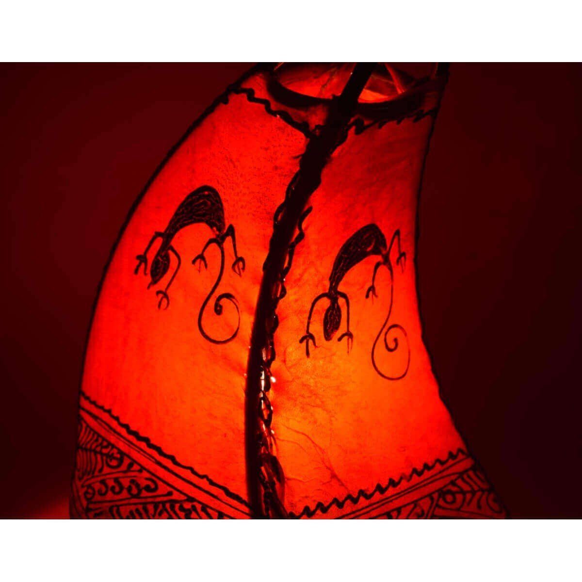 SIMANDRA Stehlampe 40 Leuchtmittel, marokkanische cm, Coq Gecko Ambilight, ohne Warmweiß, Lederlampe Rot
