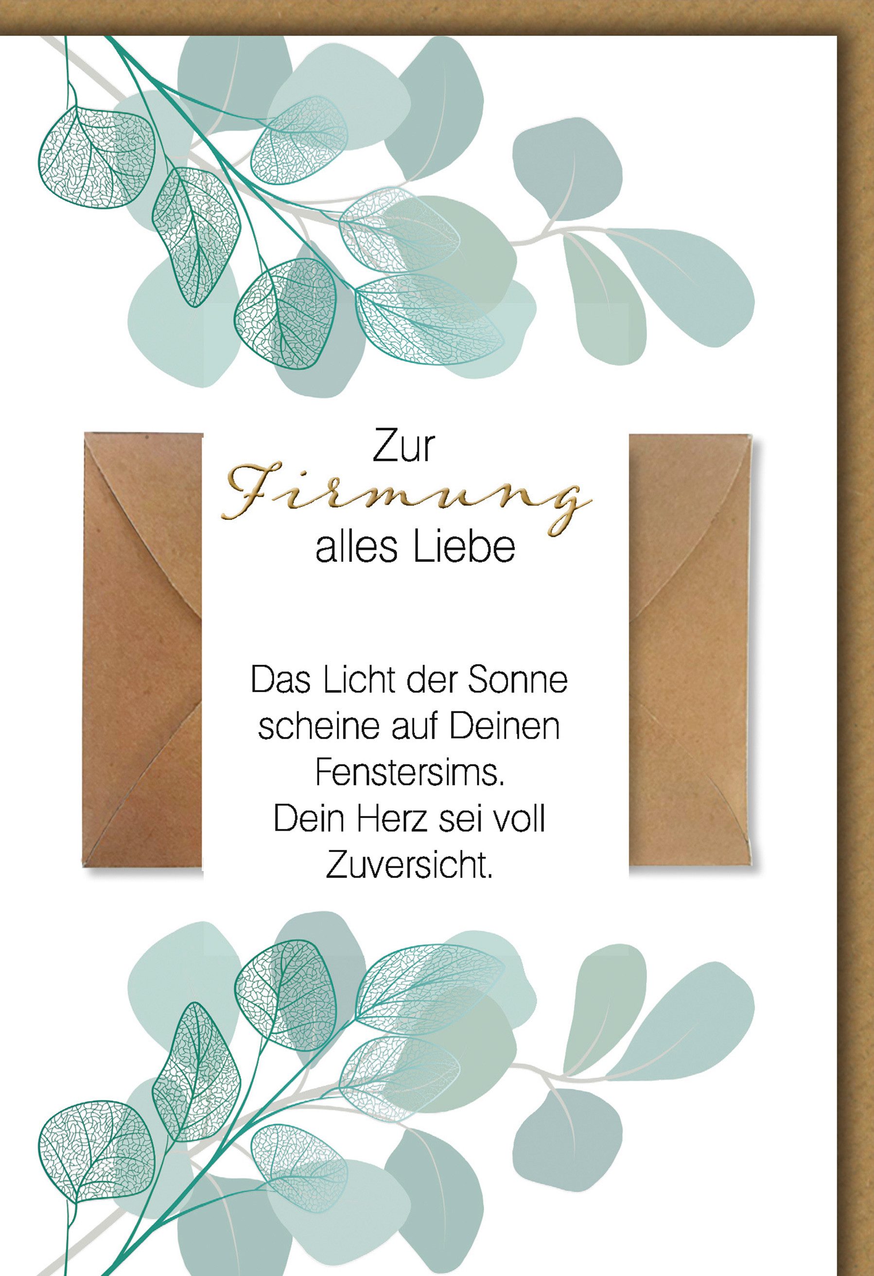 Verlag Dominique Grußkarten Firmung – Geldkarte - Karte mit Umschlag - Das Licht der Sonne