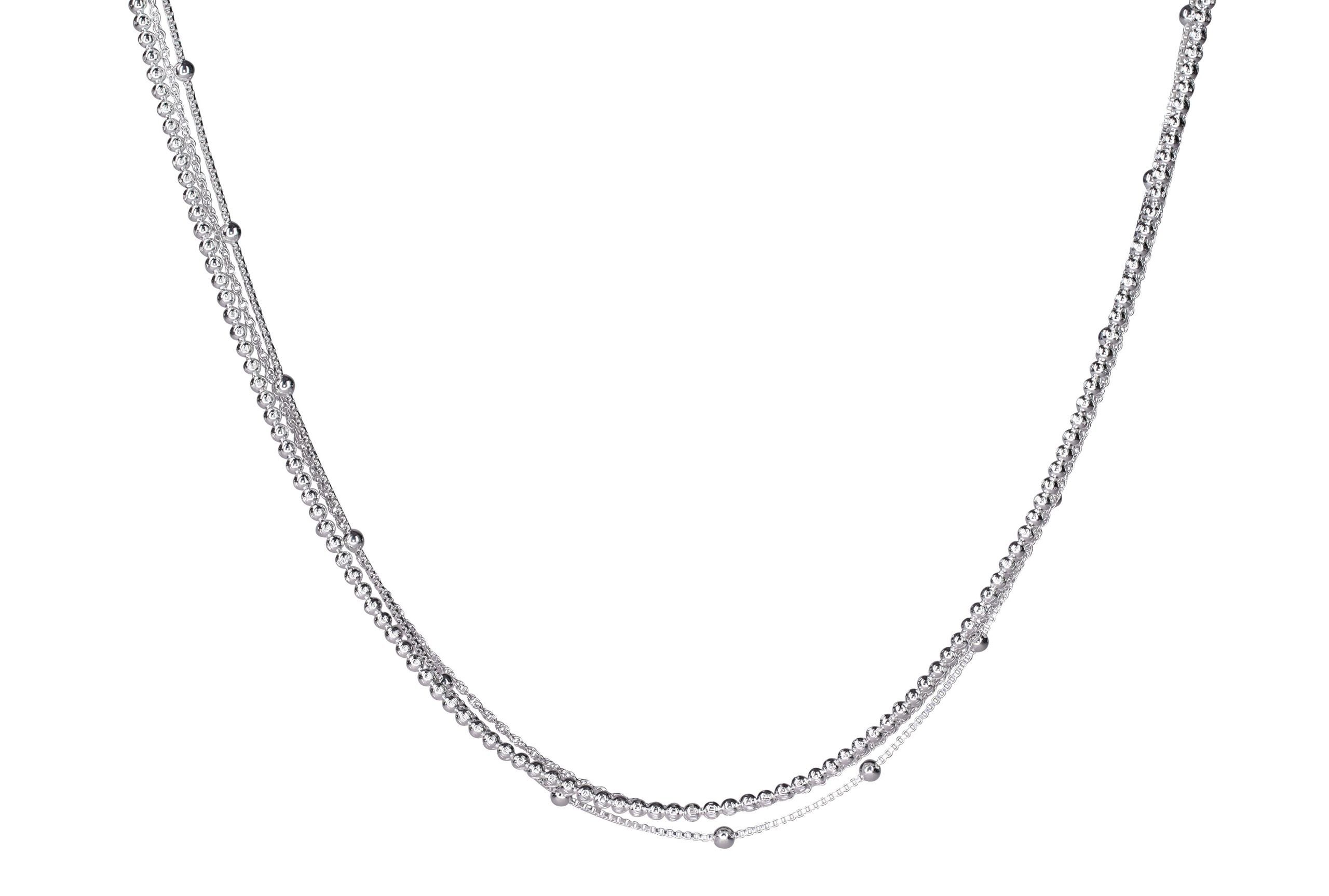 Valentinstagsgeschenk SILBERMOOS Statementkette Multifili-Kette mit Kugel-Geflechten, 925 Sterling Silber, silberfarben