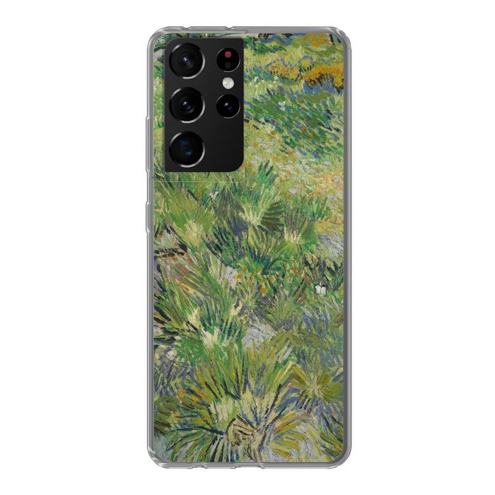 MuchoWow Handyhülle Grasige Wiese mit Blumen und Schmetterlingen - Vincent van Gogh Phone Case Handyhülle Samsung Galaxy S21 Ultra Silikon Schutzhülle