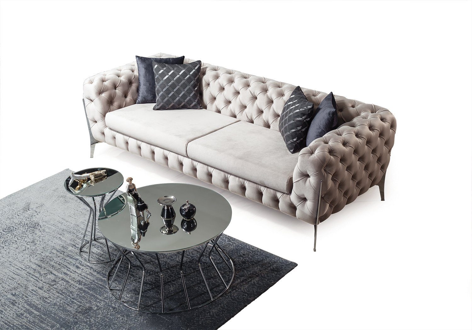(100% Taupe Villa Sofa Möbel Luxus-Microfaser 1 Marrakesh, Quality in Made Turkey, Stk. Polyester) 2-Sitzer,
