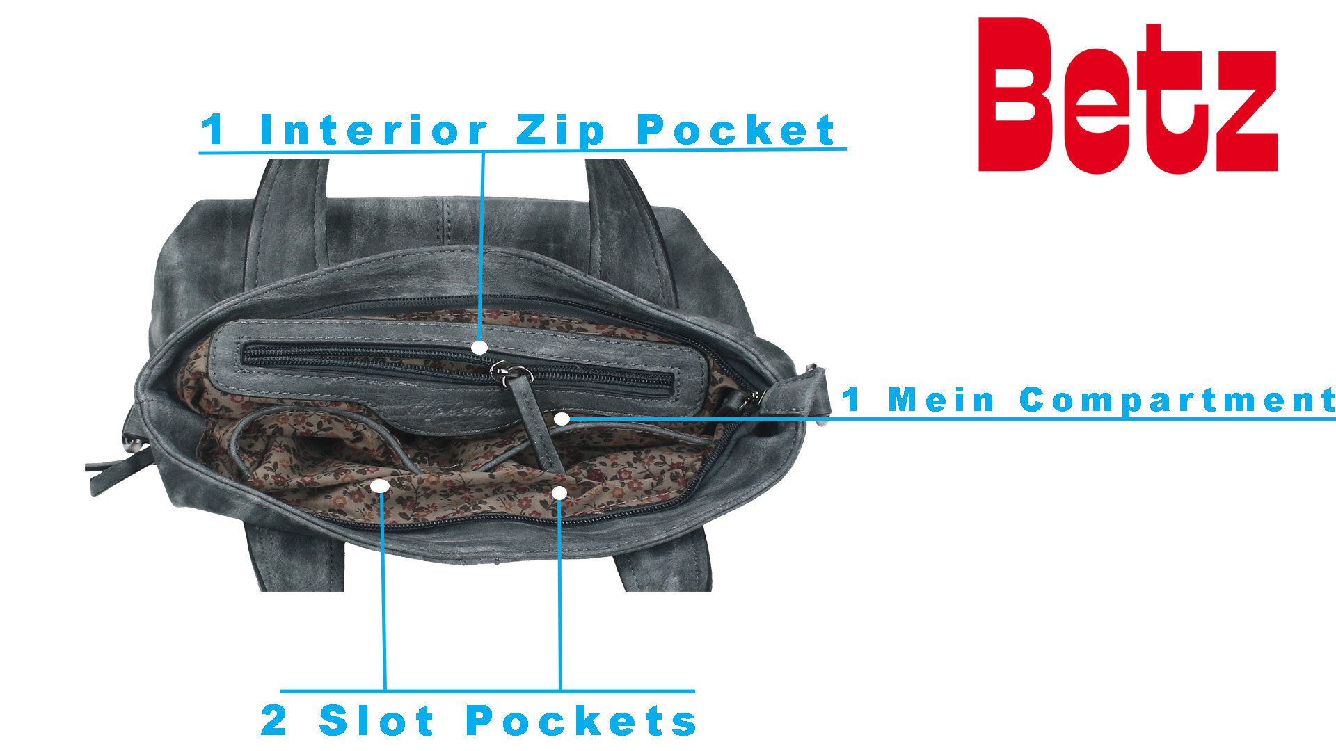 Betz Umhängetasche Damen Handtasche MADRID 2 (1 Stück, 1-tlg., 1 Stück), Schultertasche mit Reißverschluss