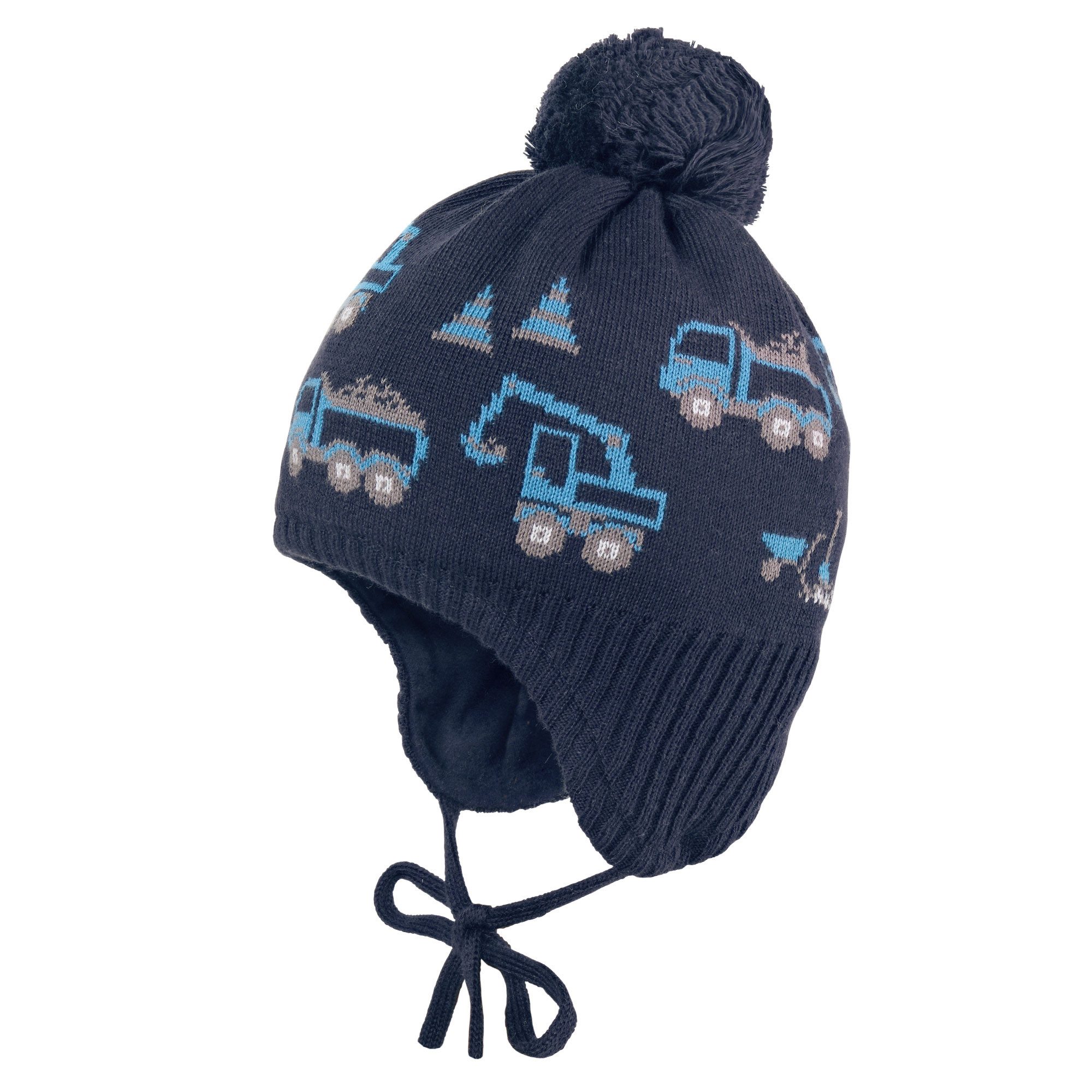 MAXIMO Strickmütze Baumwolle, gefüttert, zum Binden, Bommel