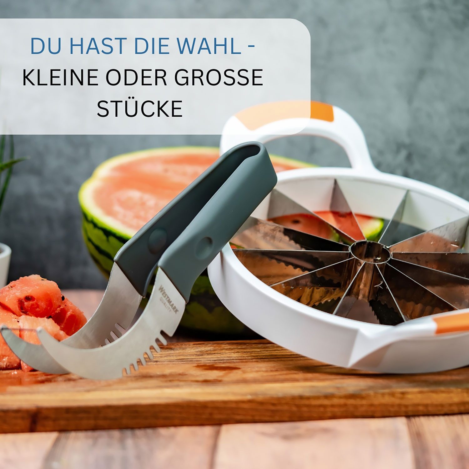 WESTMARK Obstschneider Melonenschneider und -servierzange, hakenförmige Schneidklinge, Hook