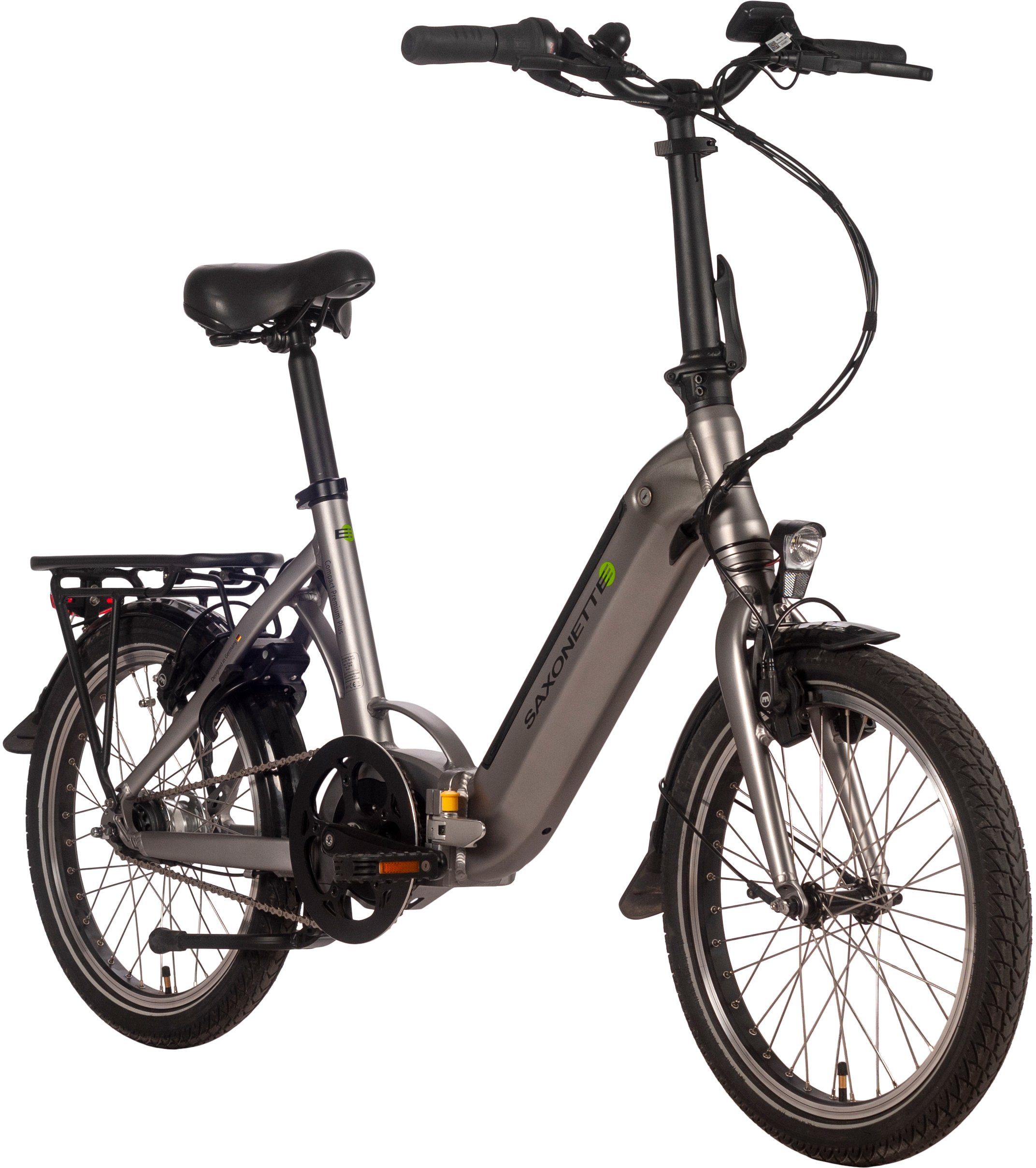 SAXONETTE E-Bike Compact (mit Wh Gang, Akku, Nabenschaltung, Premium Akku-Ladegerät) 360 Mittelmotor, 7 Plus