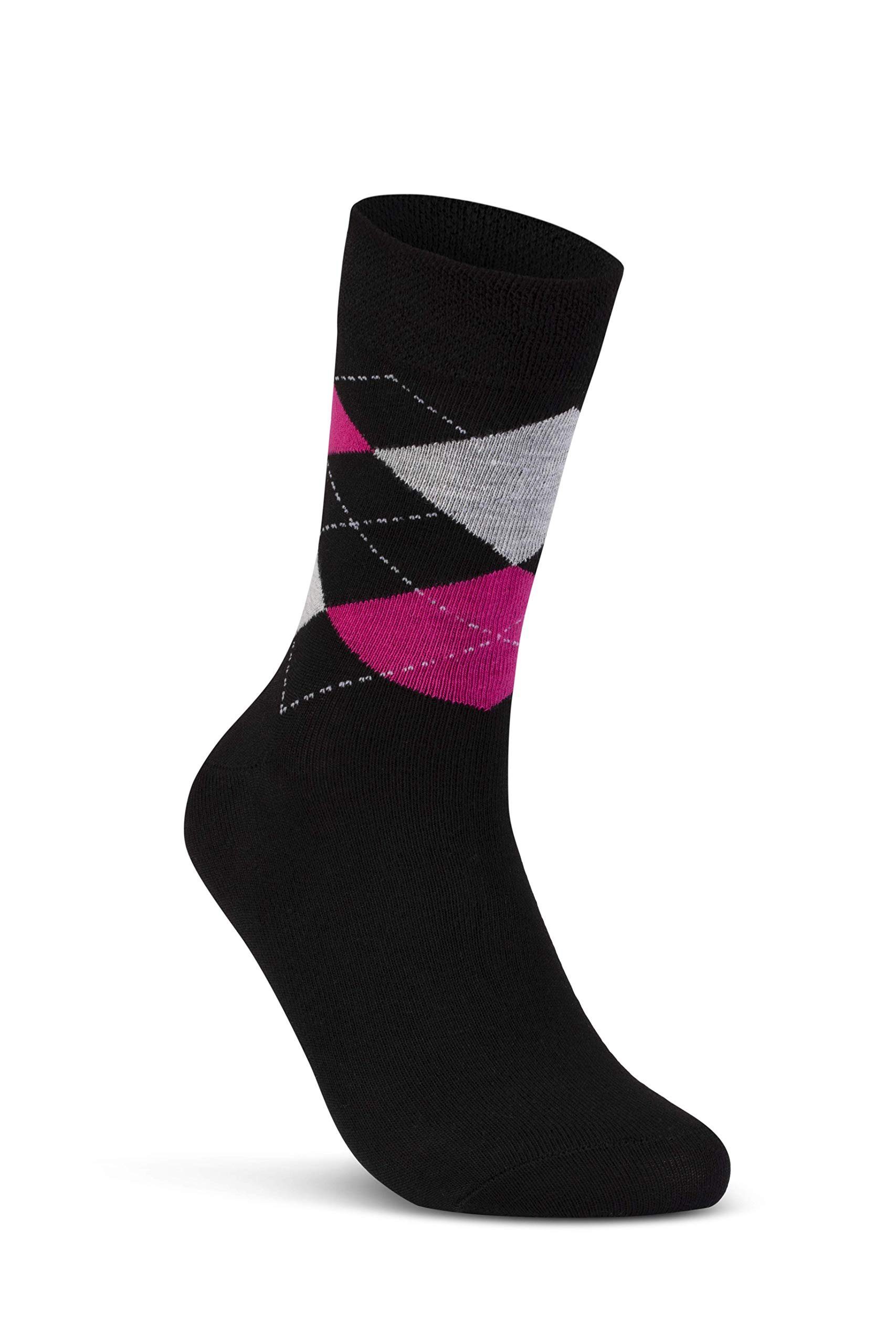 sockenkauf24 Basicsocken 6 oder 12 Paar Damen Socken Kariert Baumwolle (12-Paar, 35-38) Komfortbund Karomuster (E-800) WP
