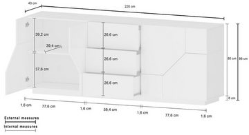 freiraum Sideboard Ragusa, in schiefer-ahorn pereira, Holzwerkstoff - 220x86x43 (BxHxT)