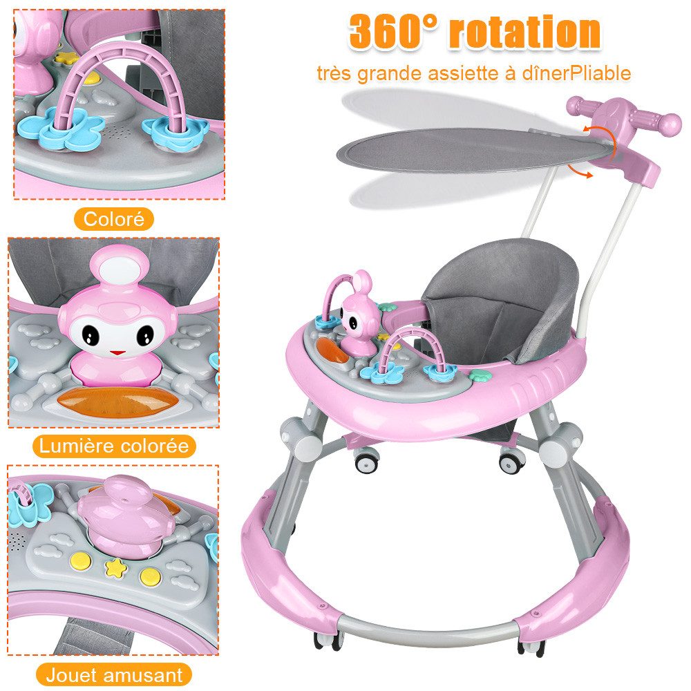 JEOBEST Lauflernhilfe Baby Lauflernwagen, Gehfrei mit Schieber und Musik, S günstig online kaufen