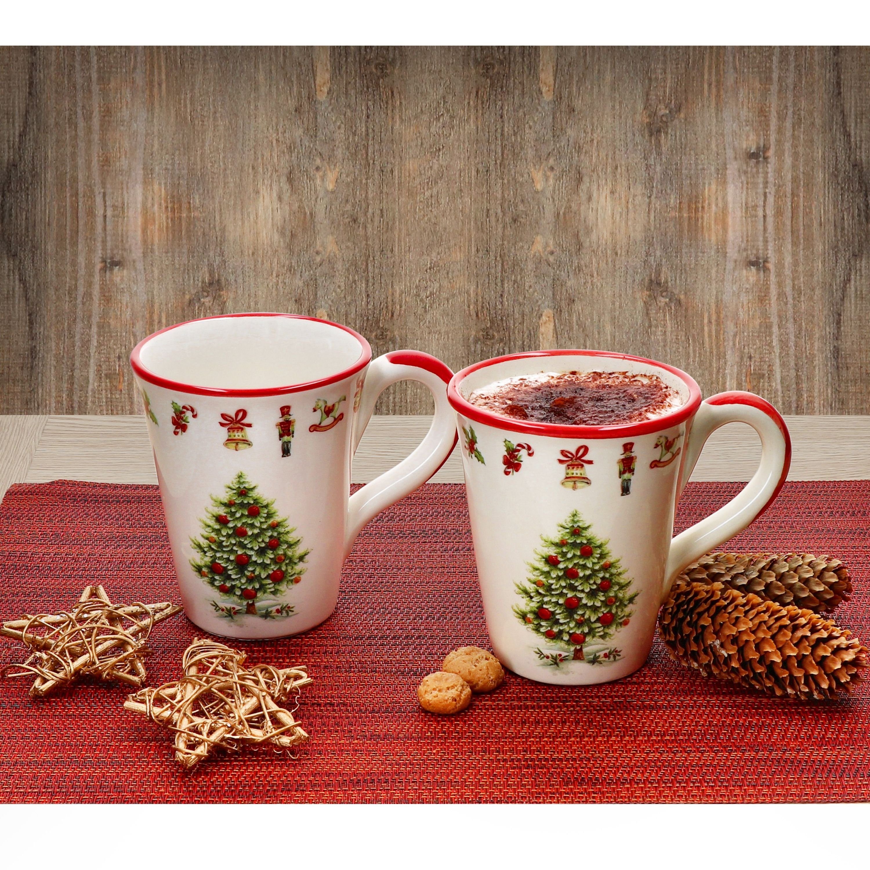 Kaffeebecher Teller Keramik Natale Kaffeeservice 8tlg Maestro Keramik MamboCat Weihnachten, Kaffeeset