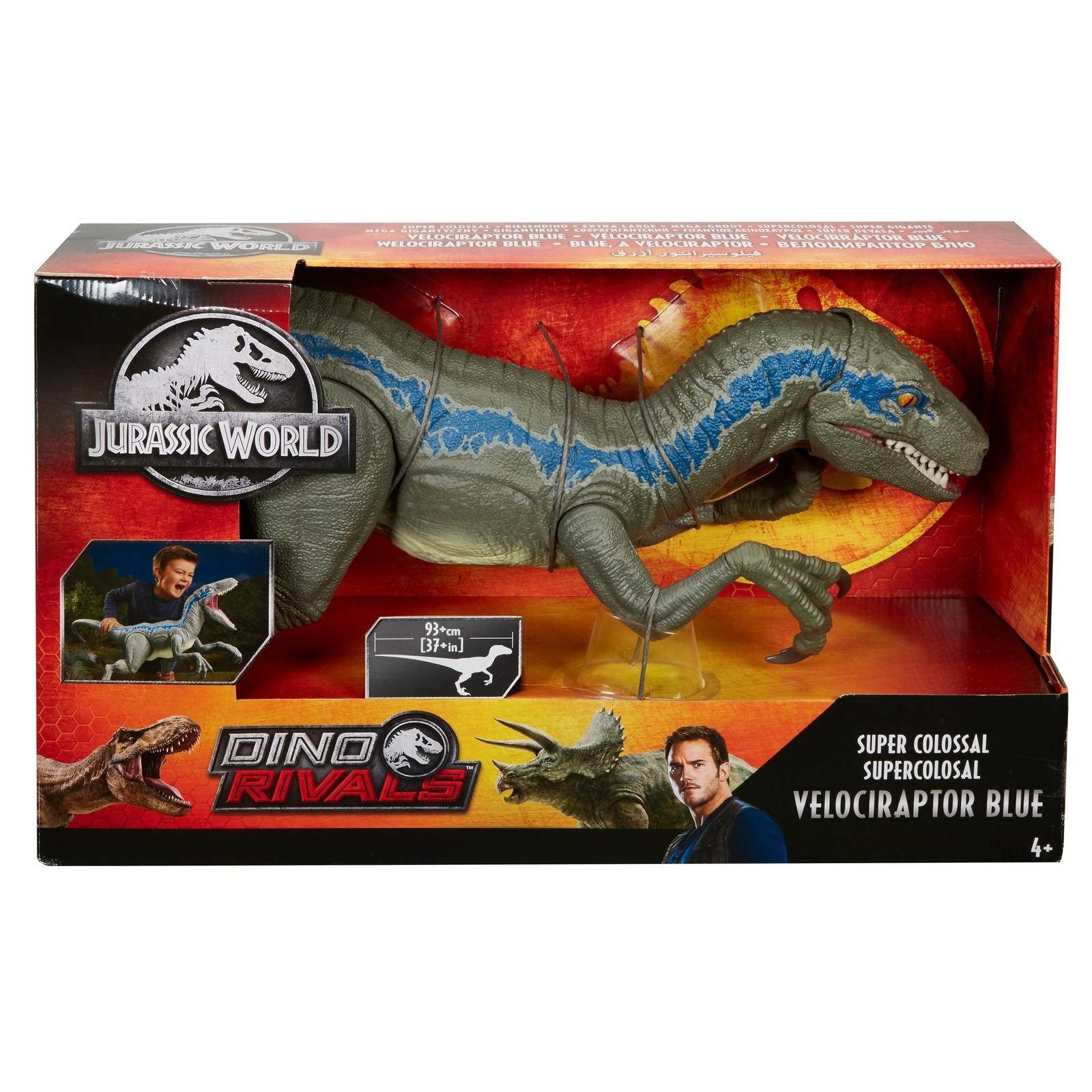 Jurassic World Spielfigur Mattel Jurassic World Riesendino Velociraptor Blue
