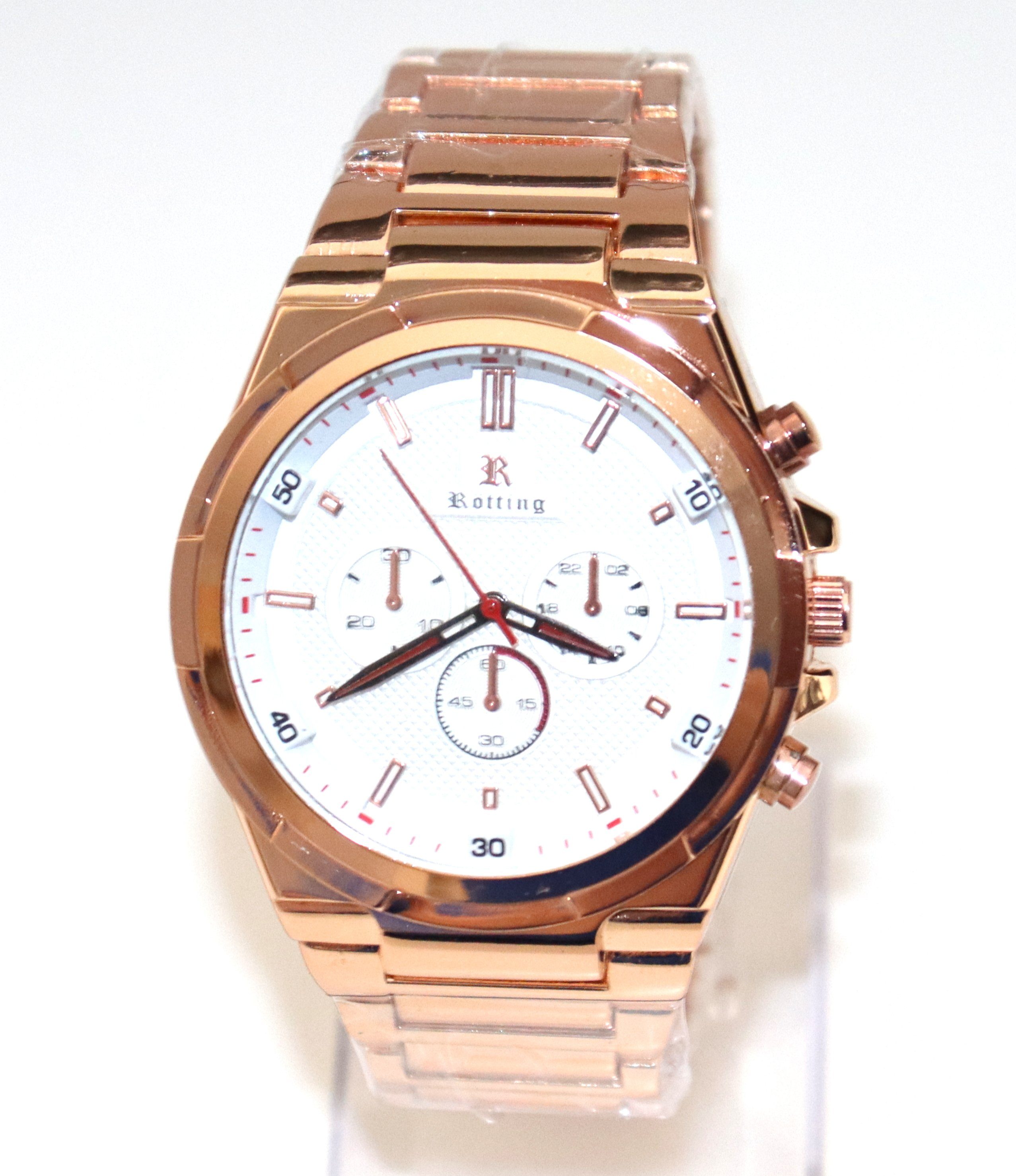 Rötting Design Quarzuhr Herrenuhr Armbanduhr Edelstahl goldrosefarben Desig günstig online kaufen