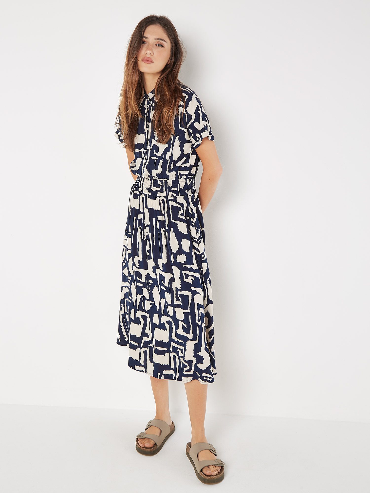 Apricot Druckkleid Geo Grecian Shirt Midi Dress (1-tlg) mit Smokband günstig online kaufen