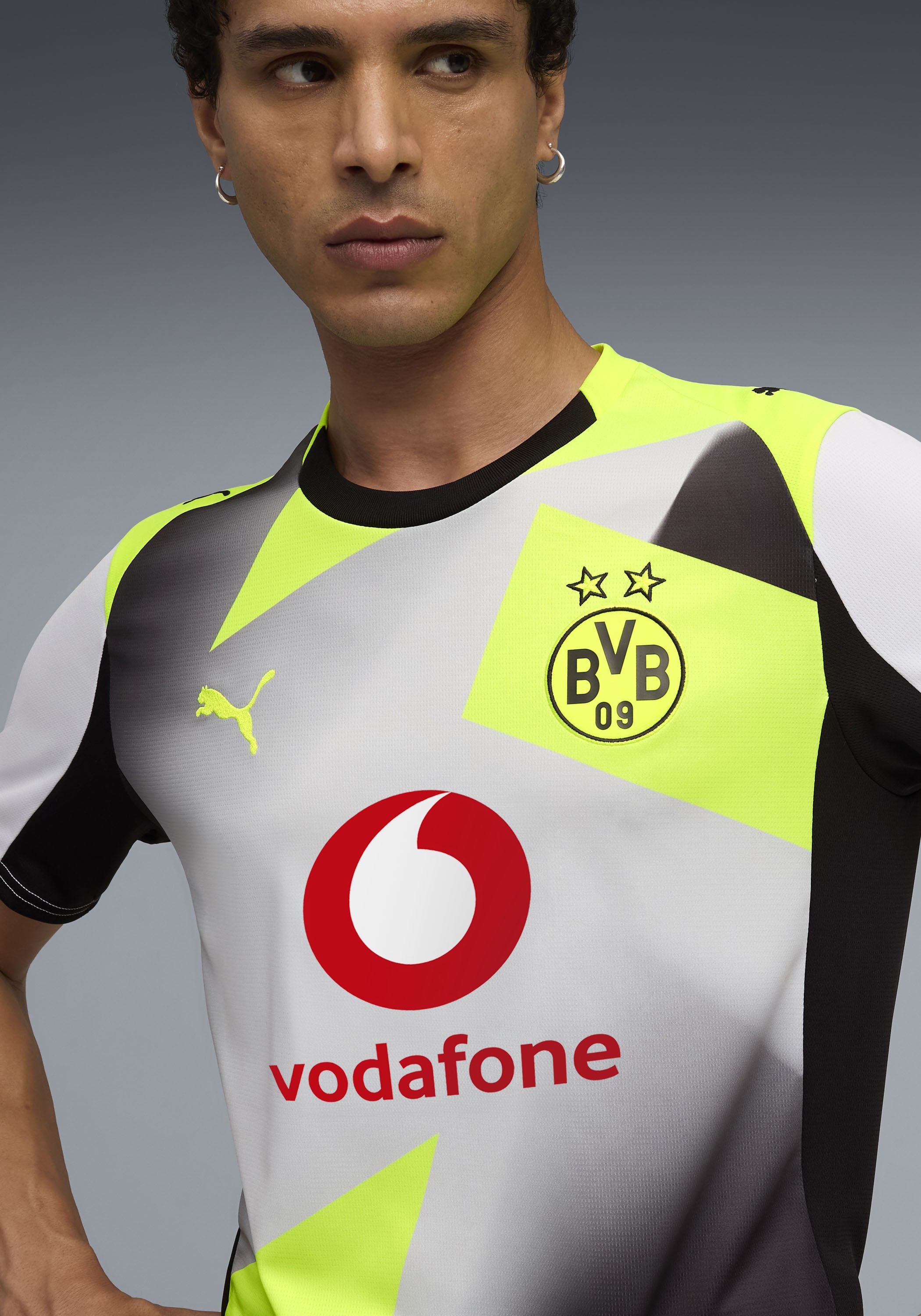 PUMA Fußballtrikot BVB AWAY JERSEY REPLICA für Fußball, Kurzarm, Rundhalsausschnitt, mit Print-Applikationen