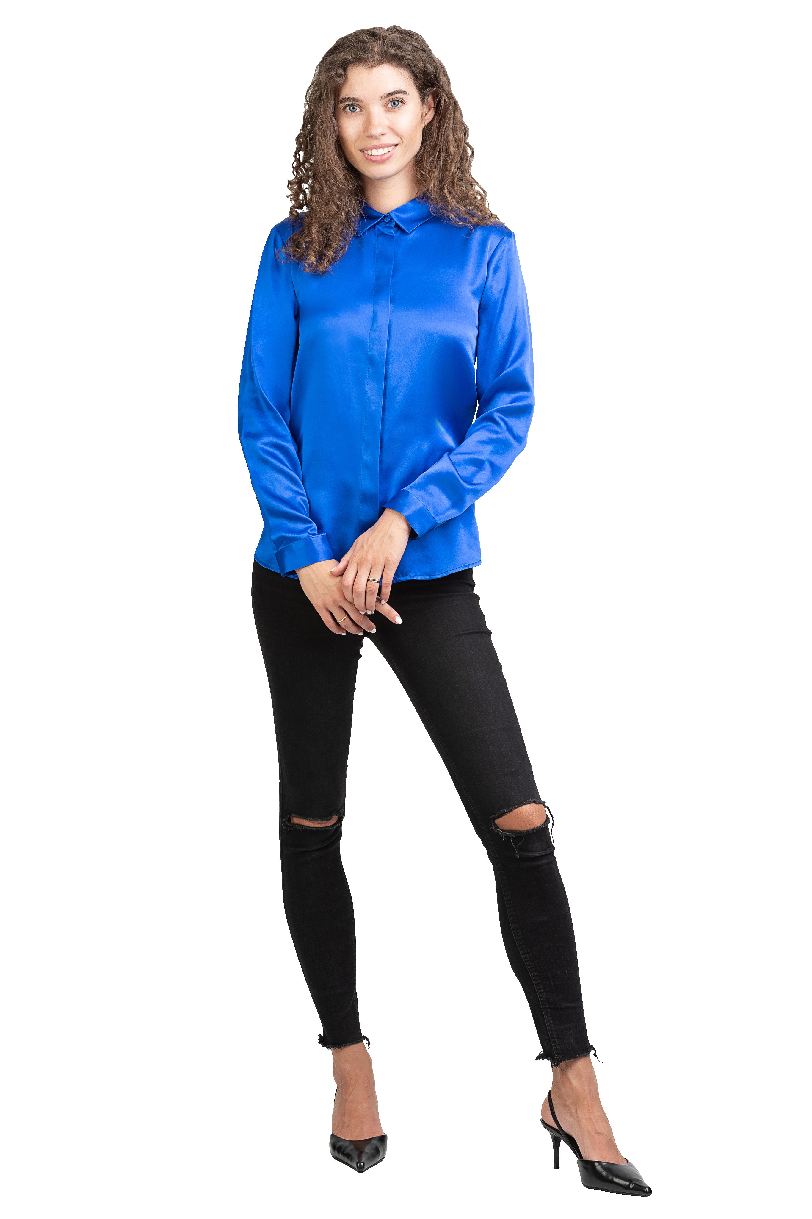 Posh Gear Seidenbluse Camicia da Donna Bluse aus Seide blickdichte Seide
