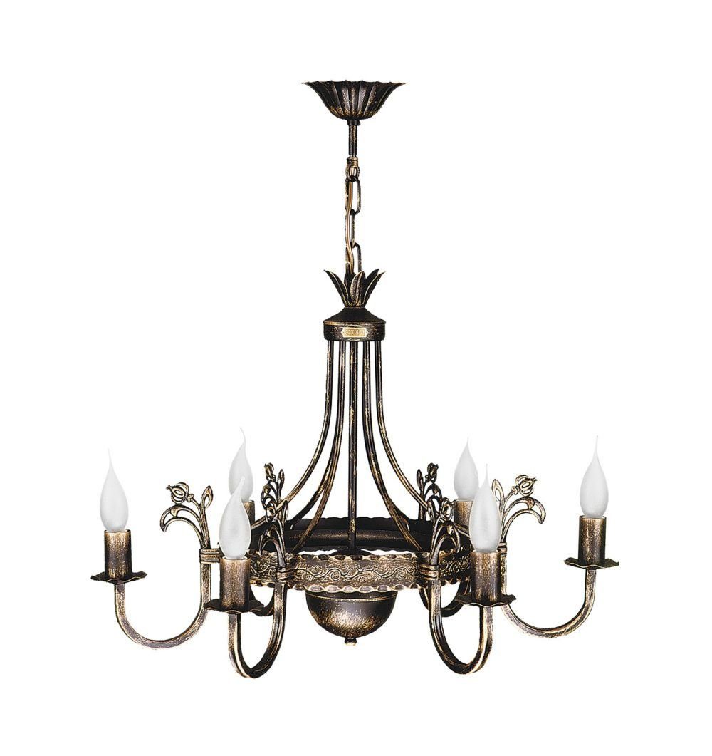 Licht-Erlebnisse Люстры BELRAD, ohne Leuchtmittel, Lüster Metall Rustikal Shabby Braun antik Ø 62 cm 6-armig opulent