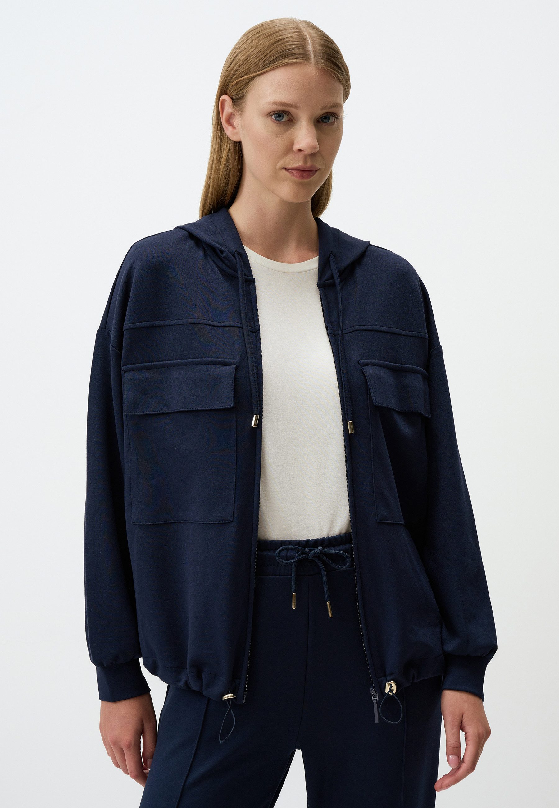 Jackett Langärmlig Kapuze Tasche Jacke