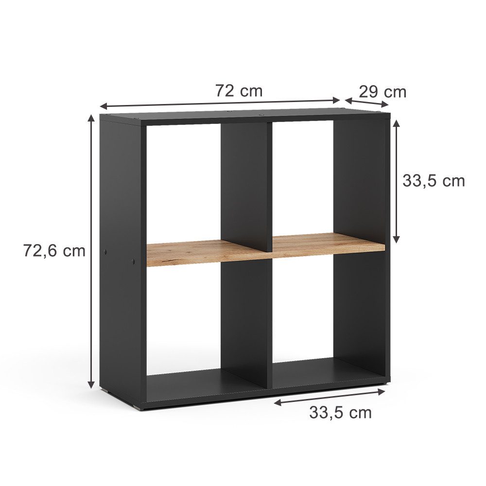 Vicco Raumteiler Tetra, Anthrazit/Goldkraft Eiche, 72.6 günstig online kaufen