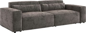 DELIFE Big-Sofa Sirpio, L Mikrofaser Khakibraun 260x110 cm