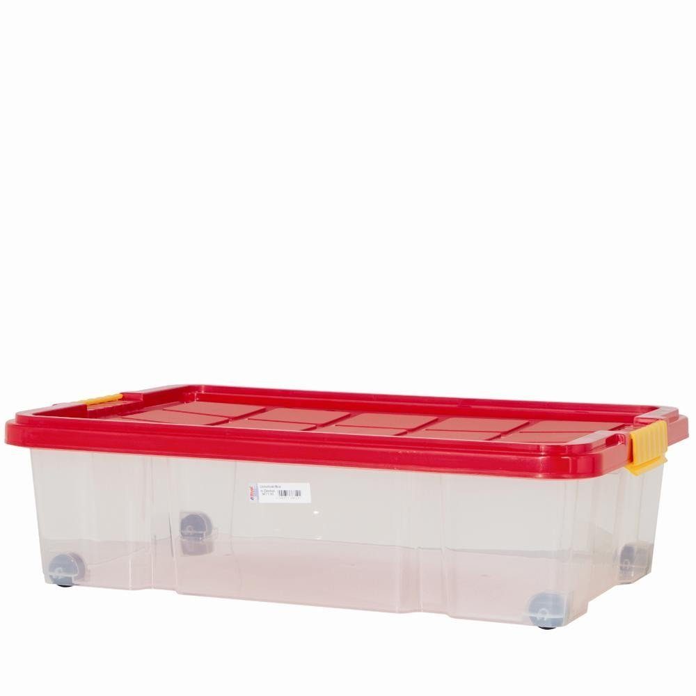 BigDean Unterbettkommode Unterbettbox mit Rollen & Deckel stapelbar 60x40x18cm Rot