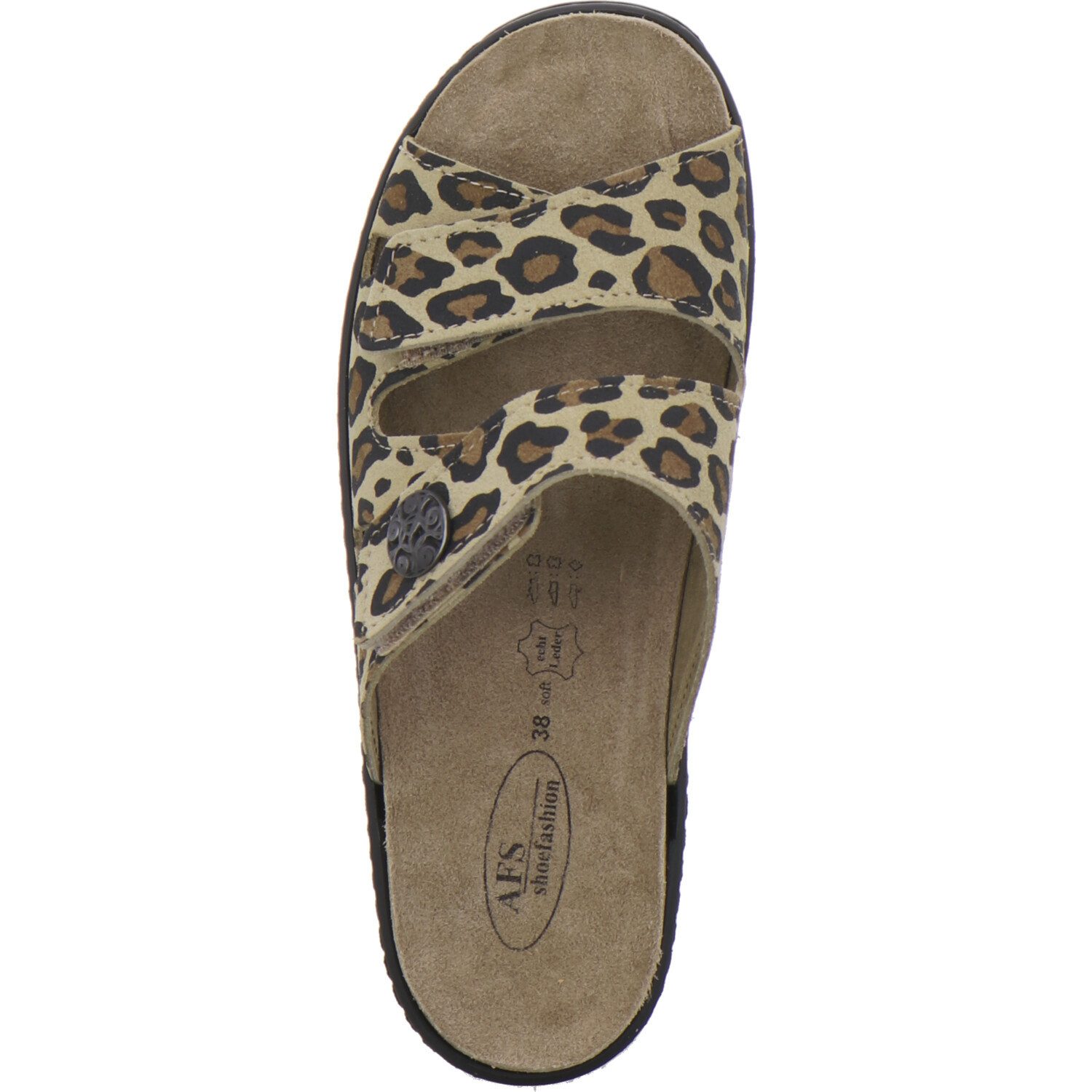 AFS-Schuhe 280898 Wechselfußbett Pantolette für Damen mit Keilabsatz, bequeme Sandalen aus Leder