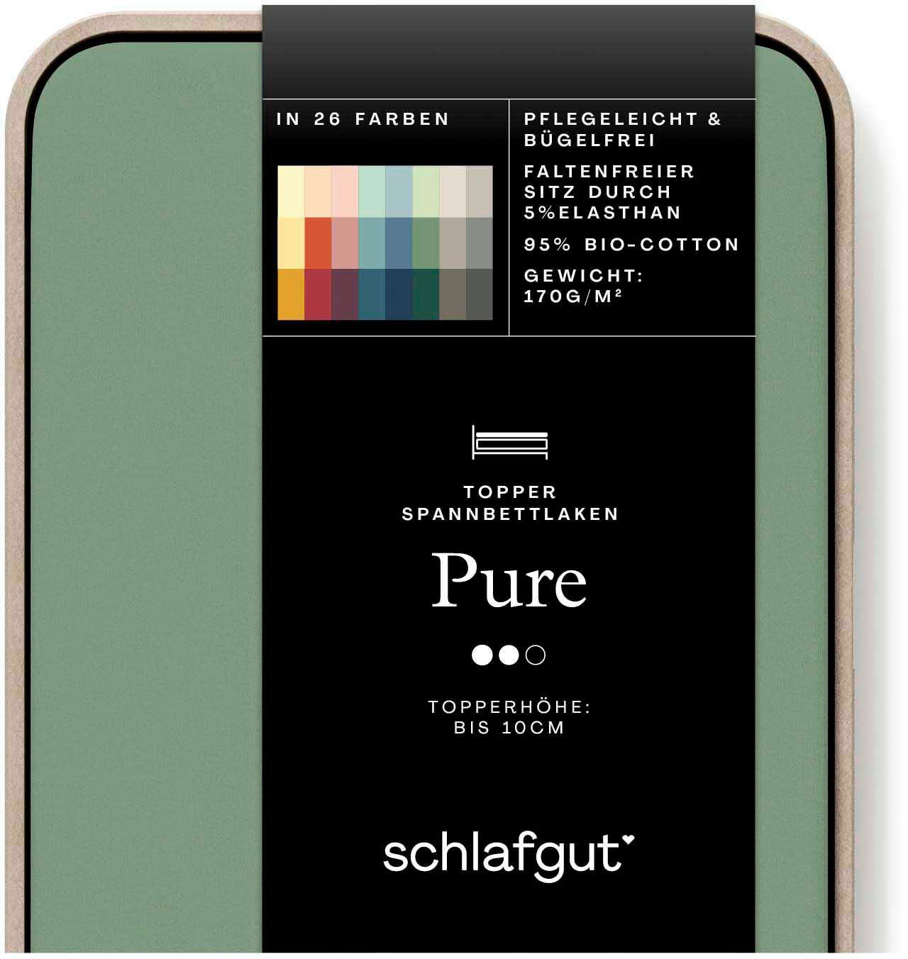 Schlafgut Spannbettlaken PURE TOPPER Bio-Baumwolle mit Elasthan 170 g/m² für Topper bis 10 cm, Jersey-Elasthan, Gummizug: rundum, (1 Stück), PREMIUM Laken für M – Bild 2 von 5