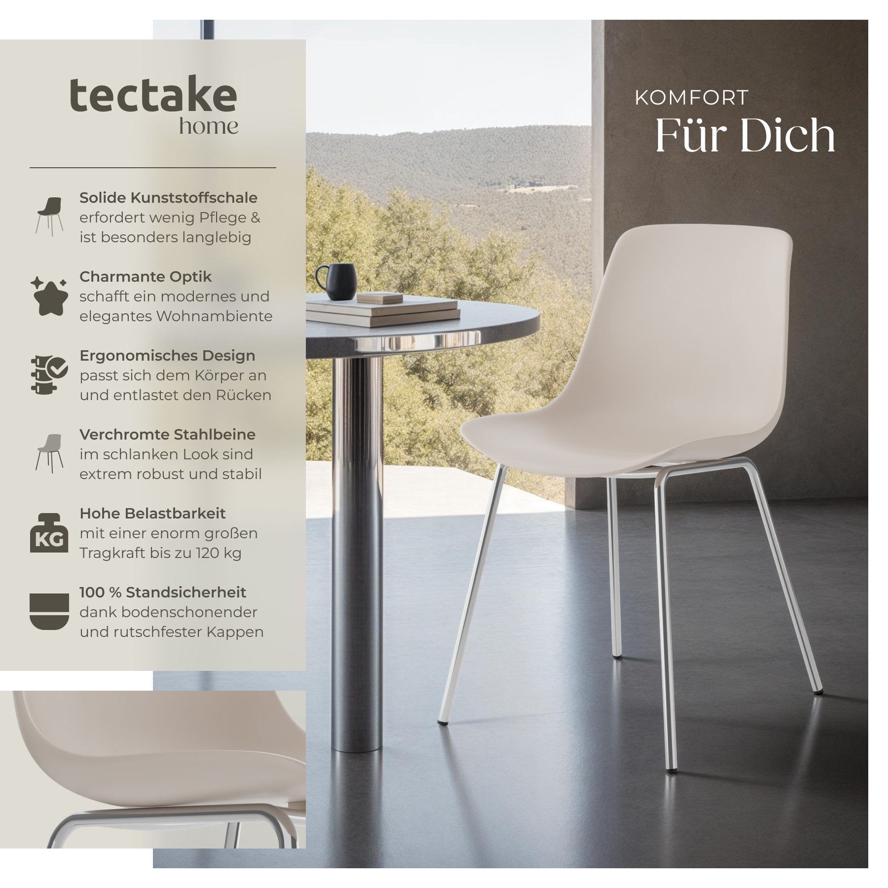 tectake Esszimmerstuhl Kunststoffstühle Mave, ergonomisch, Belastbarkeit 12 günstig online kaufen
