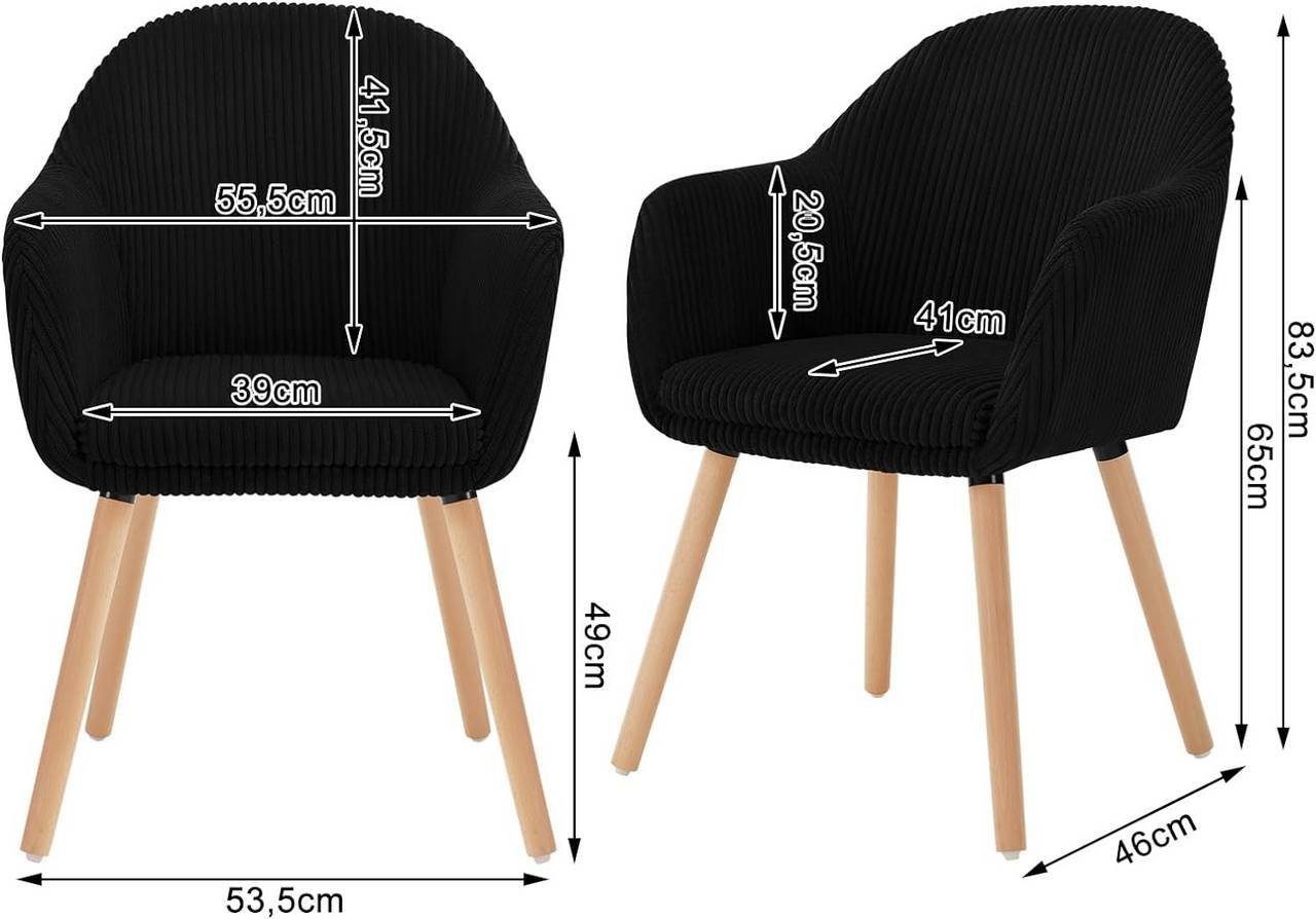 Woltu Esszimmerstuhl (4 St), Esszimmerstuhl, mit Armlehnen, aus Cord