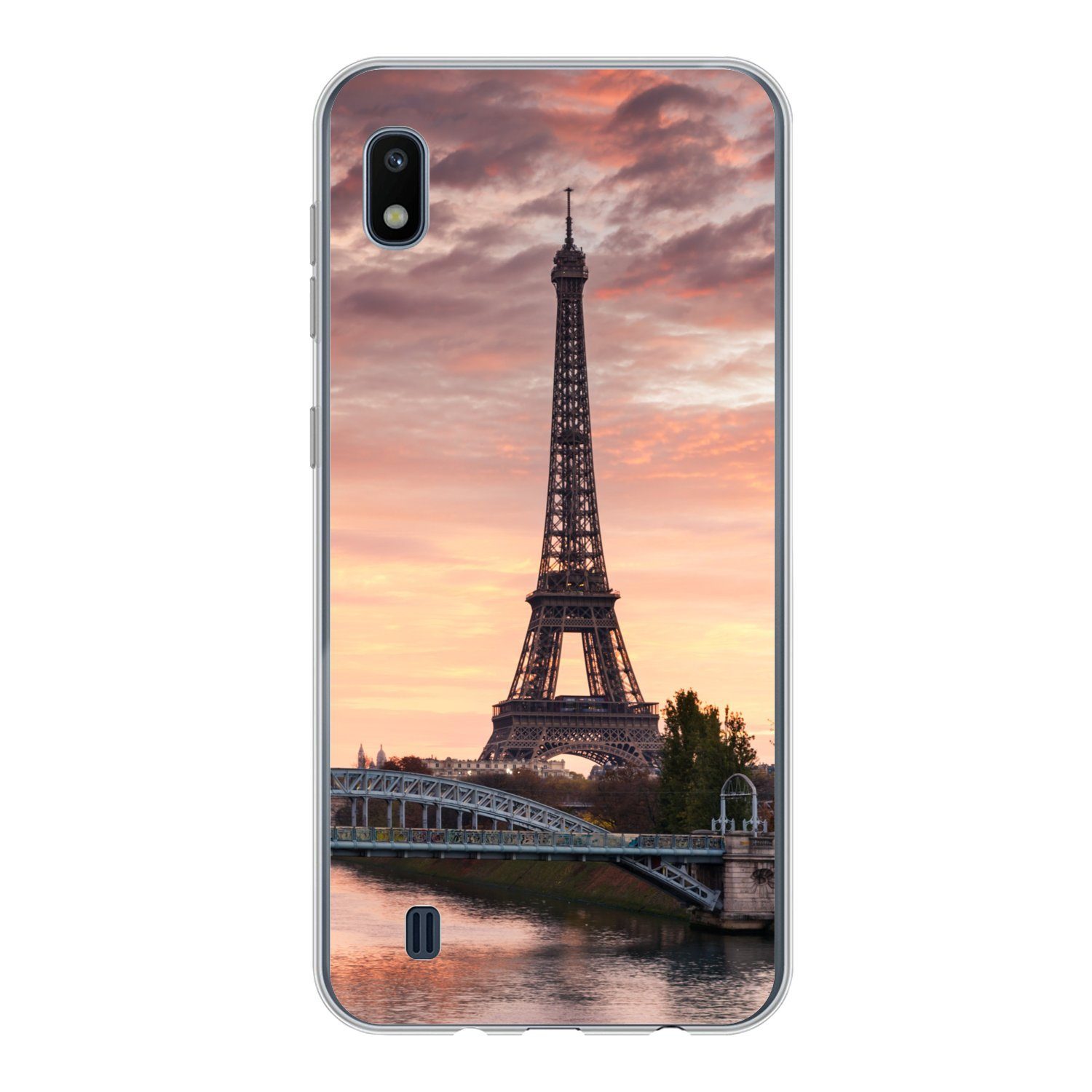 MuchoWow Handyhülle für Samsung Galaxy A10 Paris - Eiffelturm - Brücke, Smartphone-Bumper, Print, Handy Schutzhülle Dünn