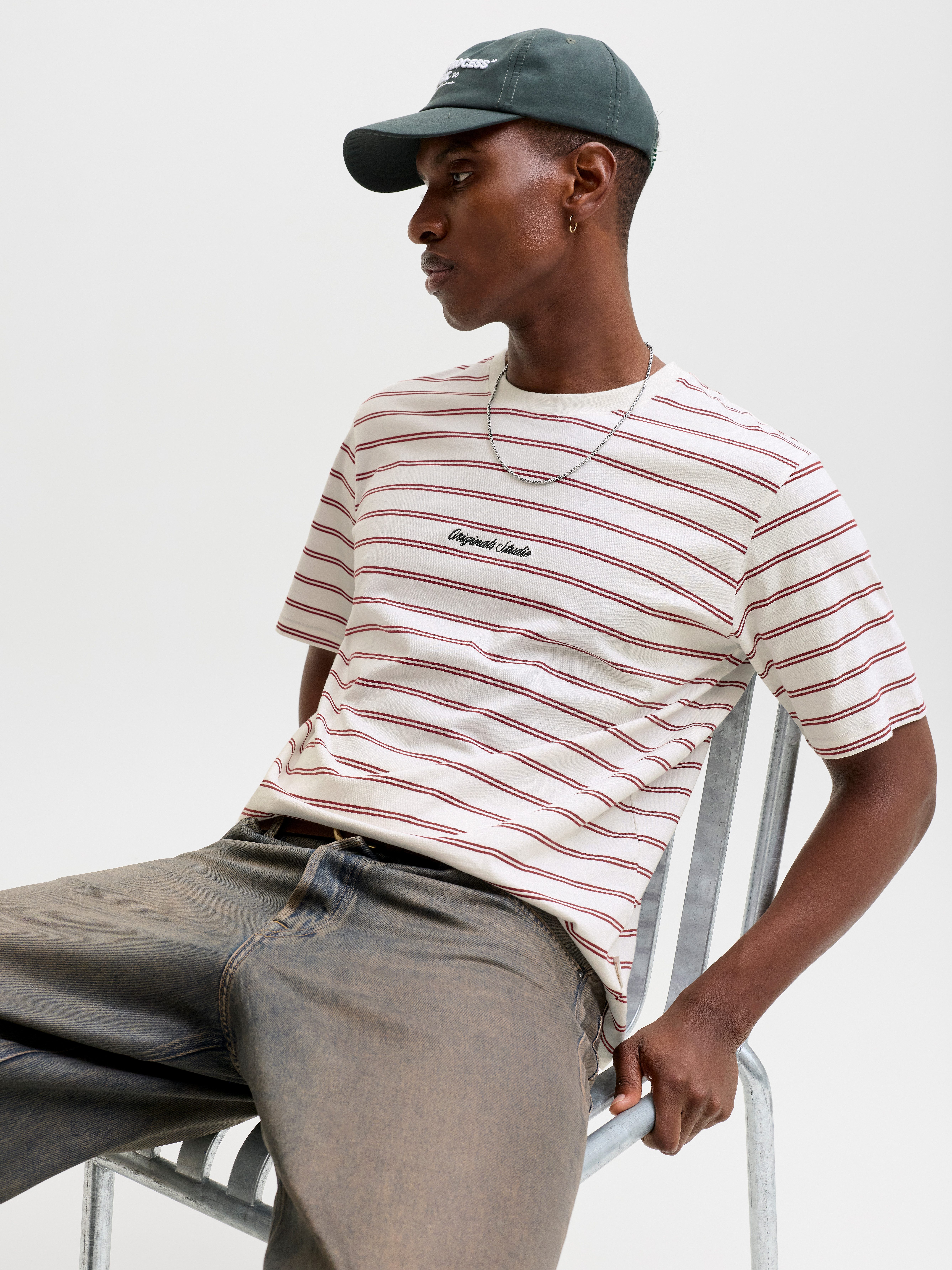 Jack & Jones T-Shirt JORNORREBRO STRIPE TEE SS CN LN Baumwolle, relaxed fit