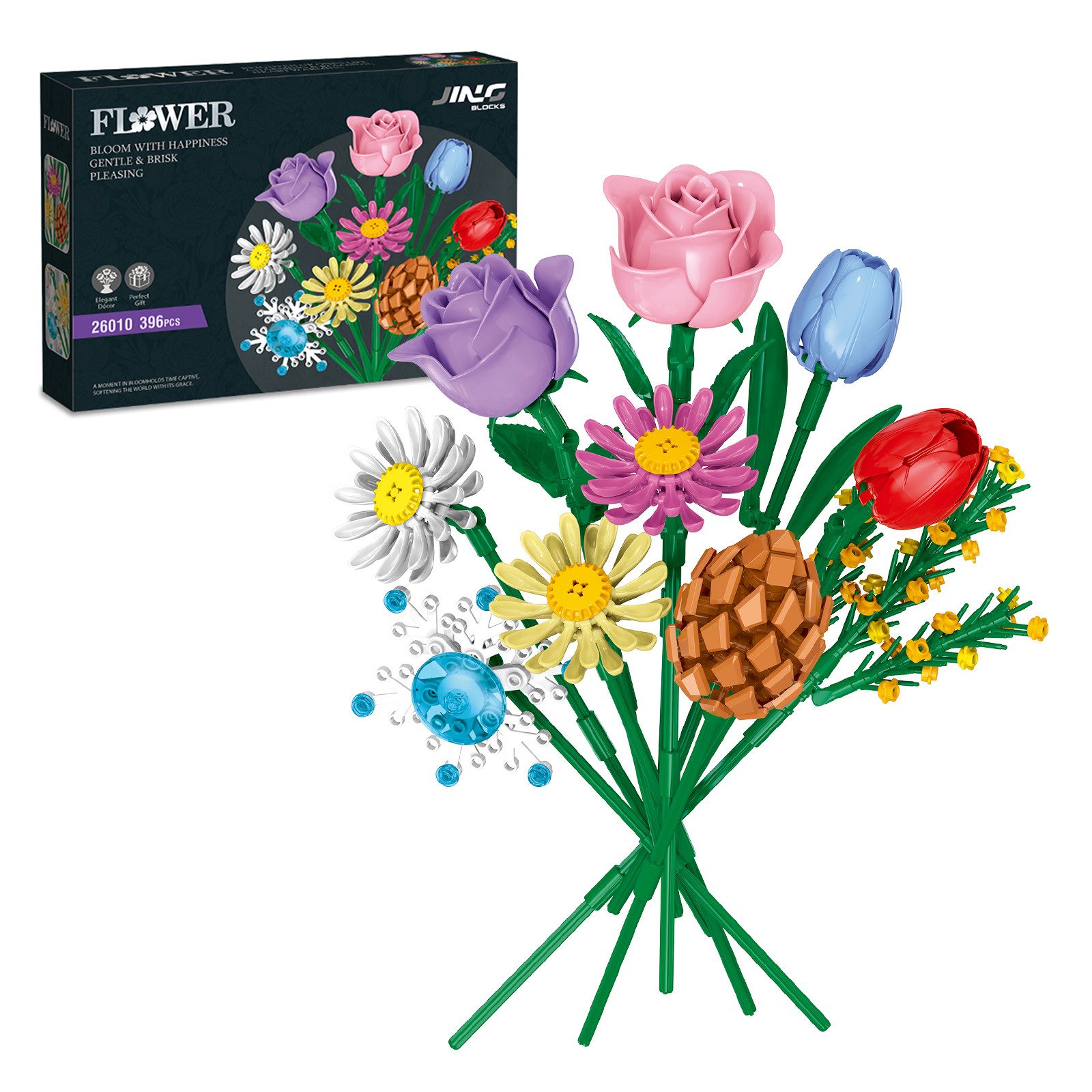 Esun Blumensträuße Bausteine Blume Set, Blumen und Pflanzen Serie 396 St. Spielbausteine, (Set, 396 St., Komplettset), Home Deko Flower Muttertag Geburtstag Valentinstag