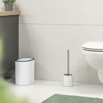 bremermann WC-Reinigungsbürste WC-Garnitur, WC-Bürste, Edelstahl weiß lackiert, Glaseinsatz