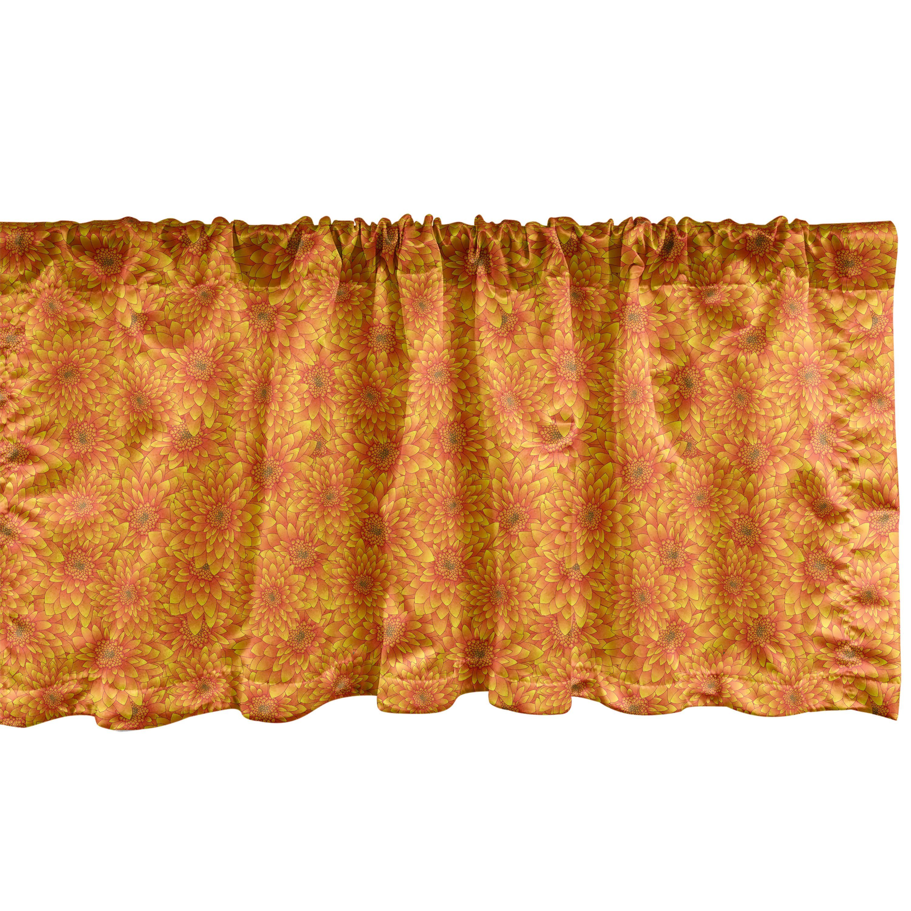 Scheibengardine Vorhang Volant für Küche Schlafzimmer Dekor mit Stangentasche, Abakuhaus, Microfaser, Ringelblume Orangenblüten Sommer