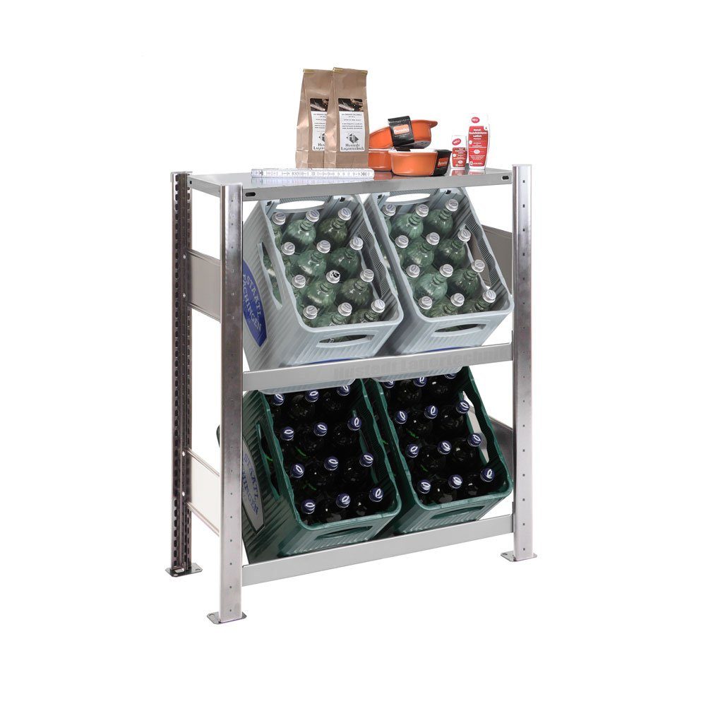 SCHULTE Lagertechnik Regal Getränkekistenregal für 4 Kästen + 1 Fachboden, 100x81x34 cm HxBxT | Regale