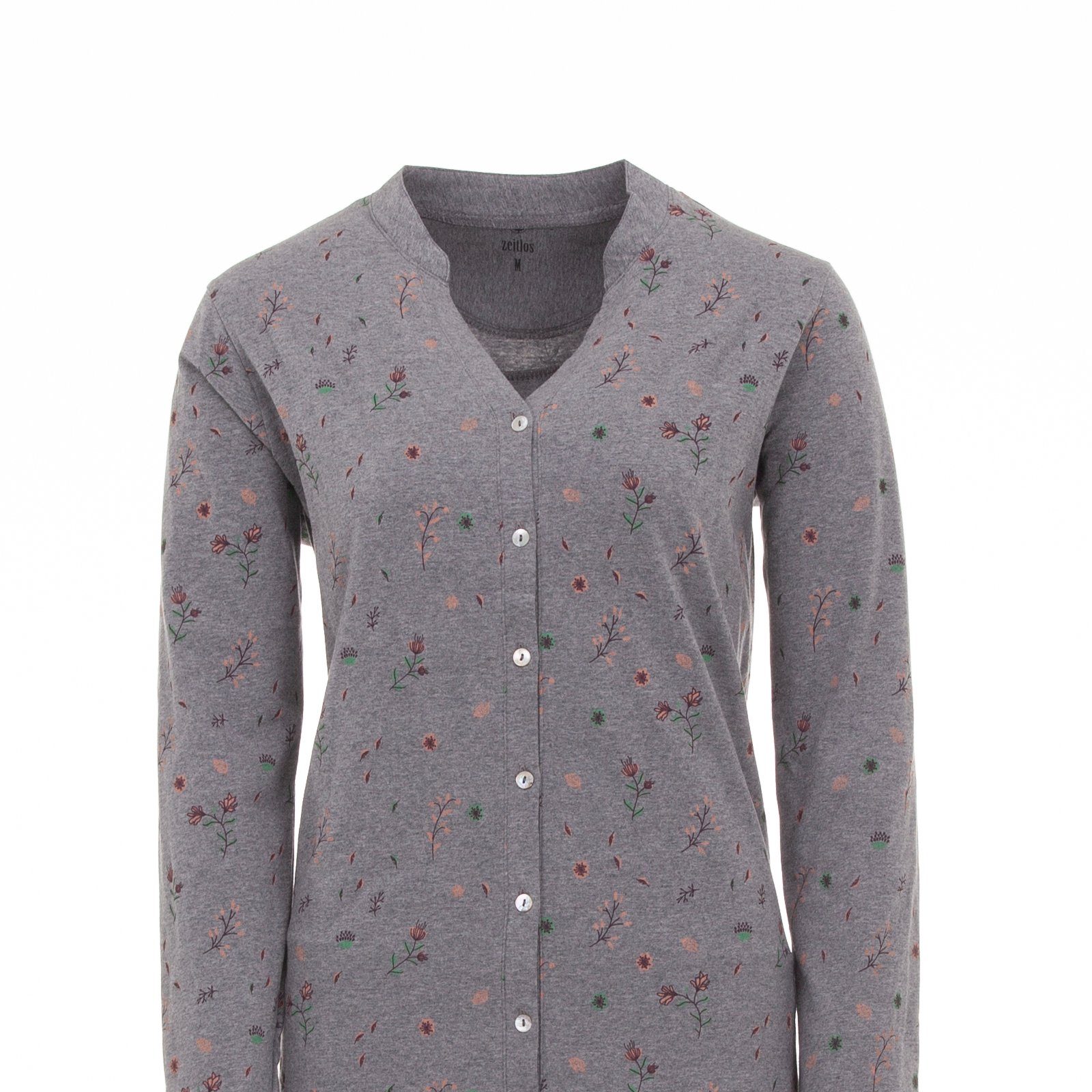 zeitlos grau Floral Langarm Nachthemd Nachthemd -