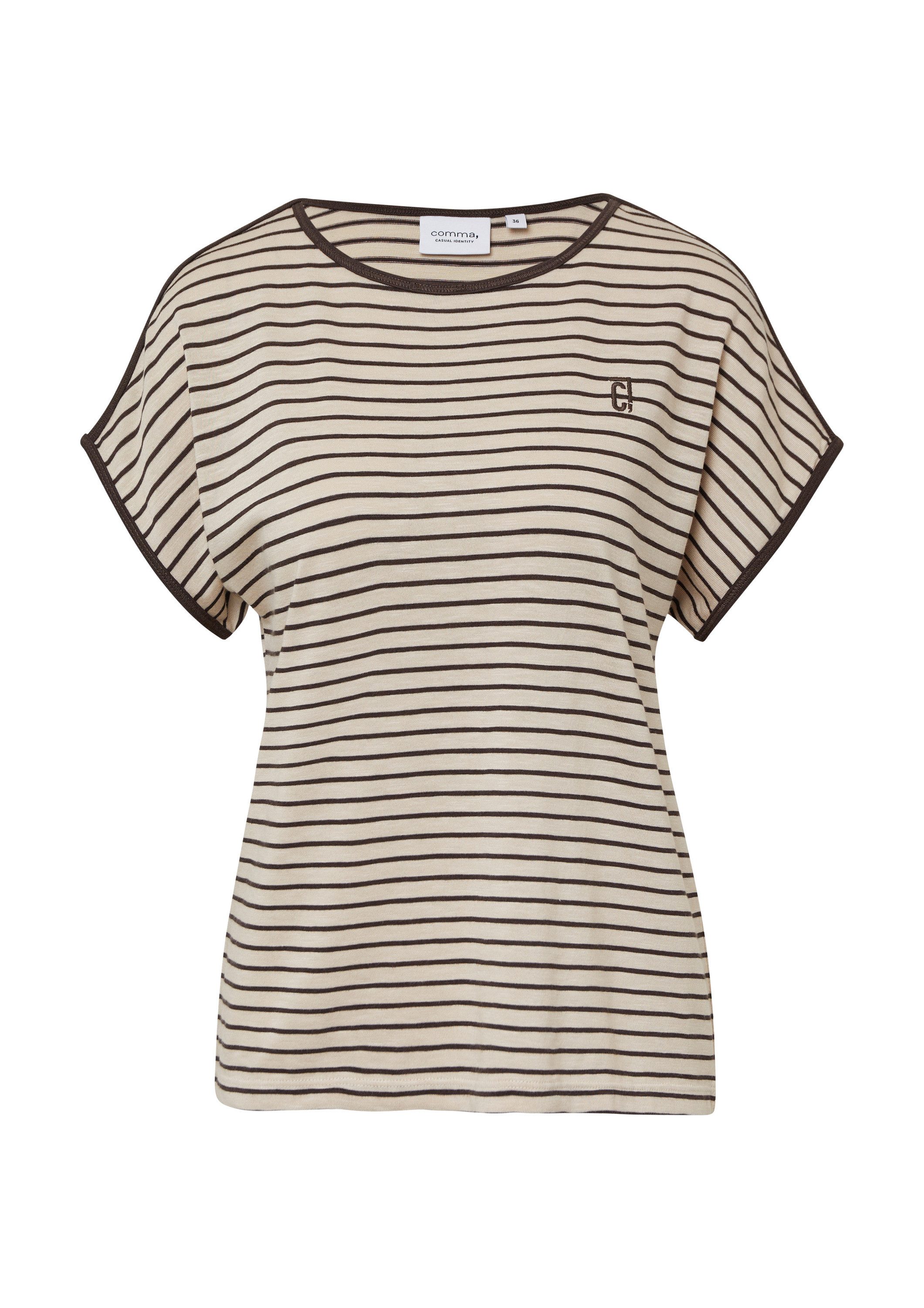 comma Kurzarmshirt T-Shirt Gestreiftes Jersey-T-Shirt mit überschnittener S günstig online kaufen