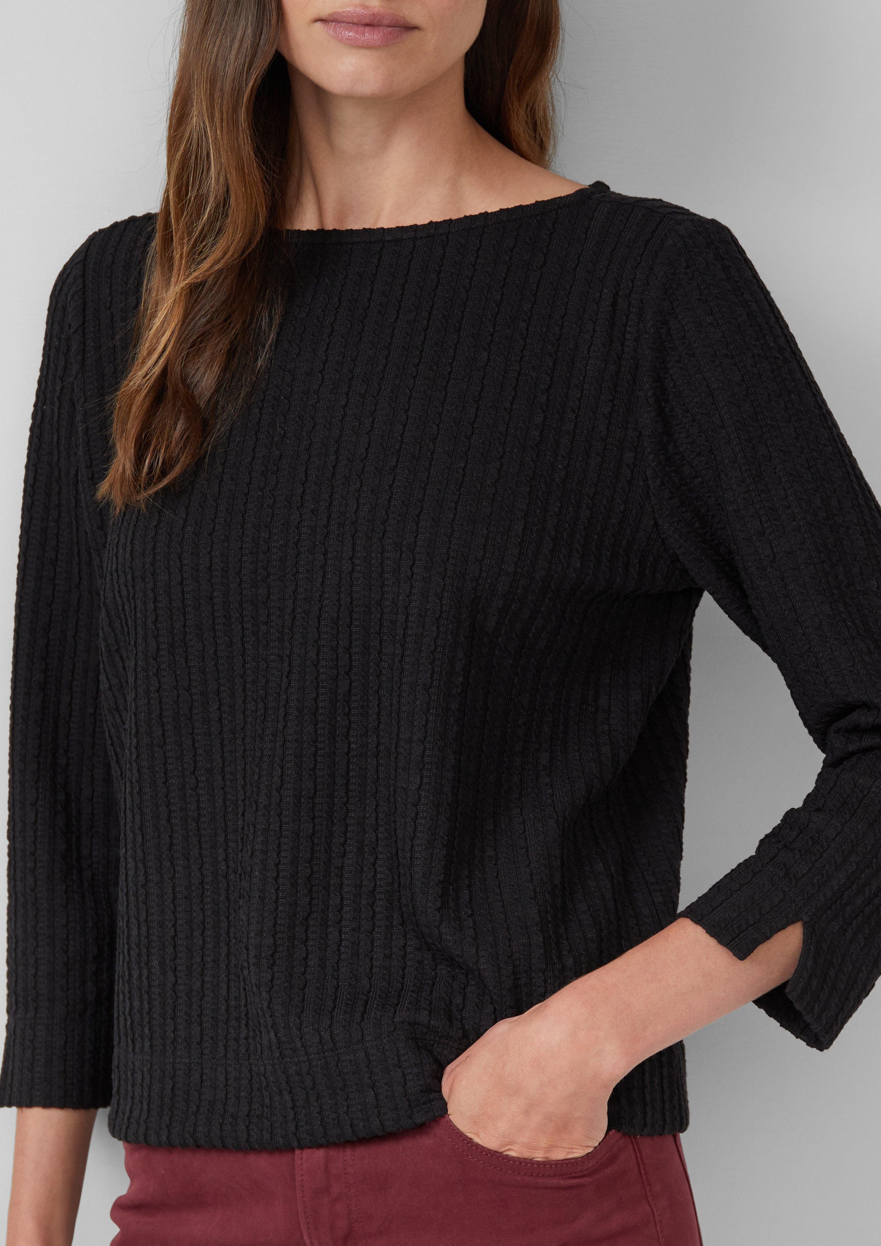 s.Oliver 3/4-Arm-Shirt Strukturiertes Shirt mit verkürztem günstig online kaufen