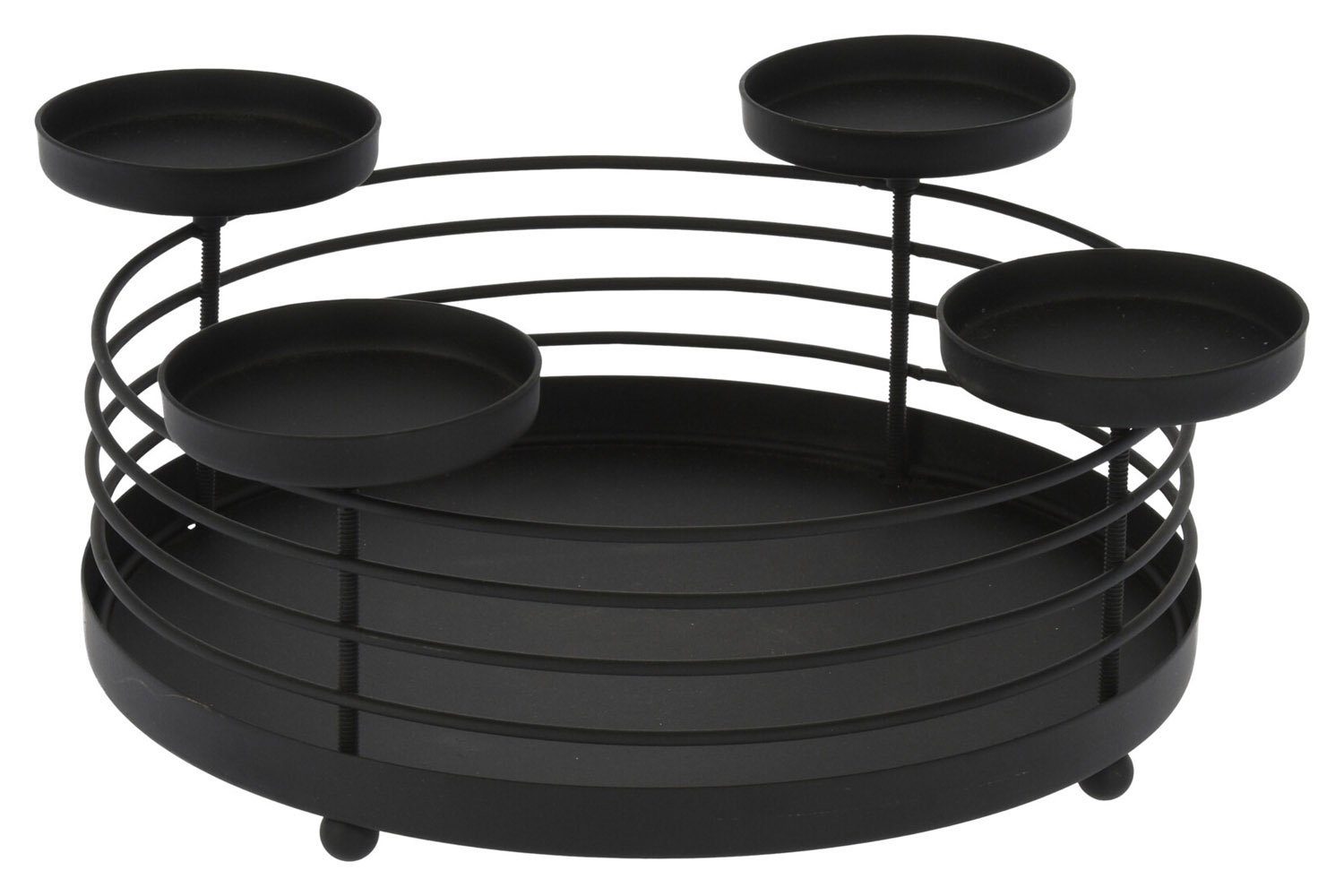 Adventskranz Kerzenständer BELIUS, Schwarz, Ø 32 cm