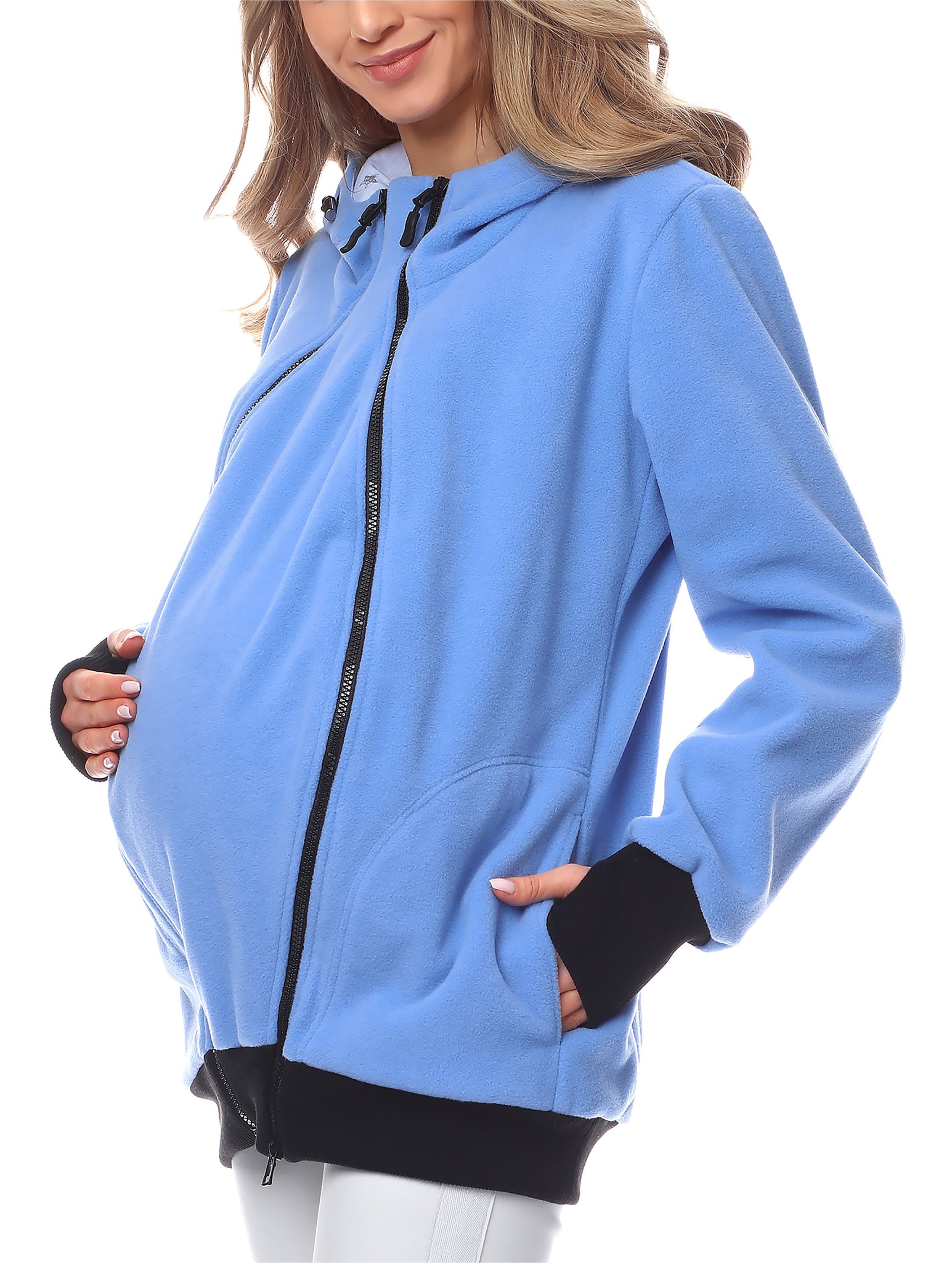 Umstandsjacke Damen Langarm Fleece Umstandsjacke mit Kapuze BLV50-117