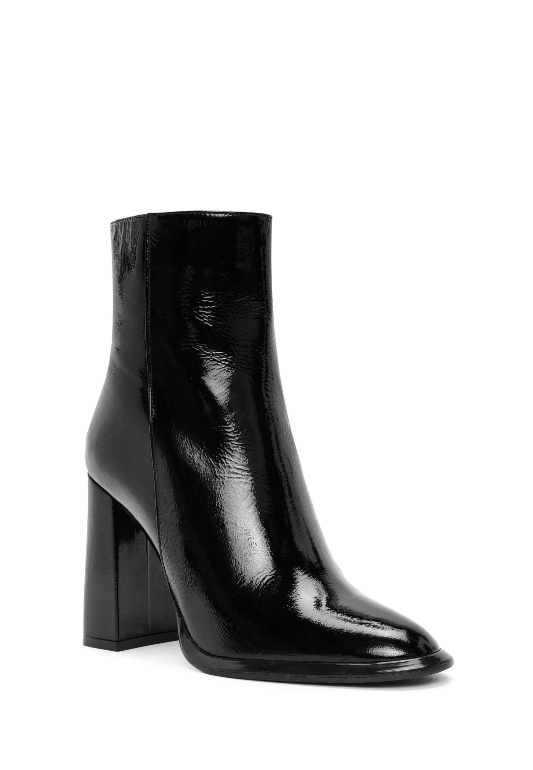 Derimod Absatz-Stiefeletten aus Lackleder Ankleboots Reißverschluss, Textilfutter, TPU Sohle, Absatz 8 cm